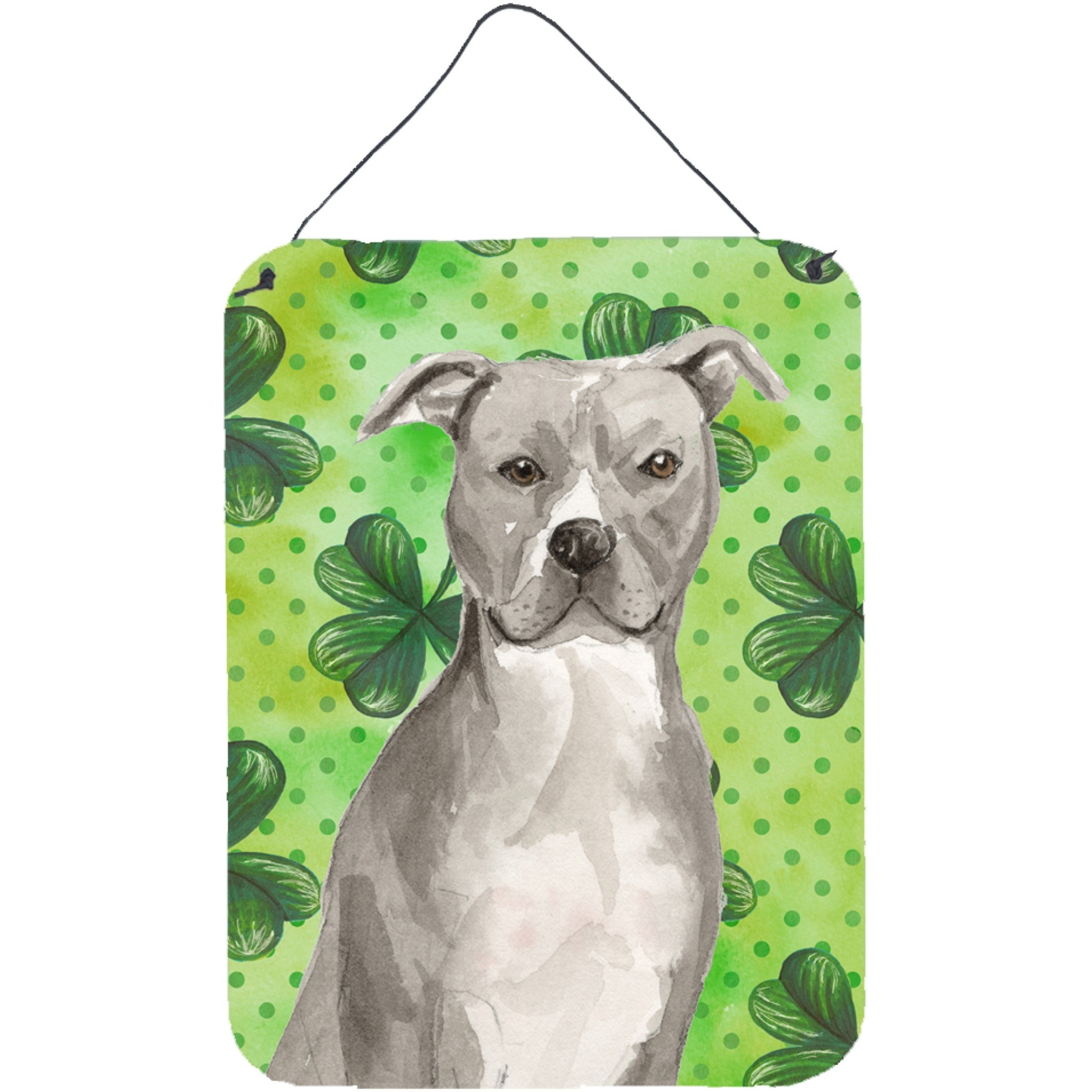 &quotCaroline's Treasures Staffordshire Bull Terrier St. Patrick's Christmas Print, 16"" x 12"", Multicolor"