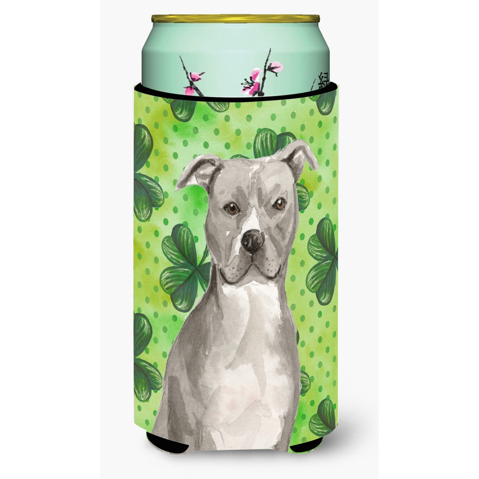&quotCaroline's Treasures Staffordshire Bull Terrier St. Patrick's Decorative Can Hugger, Tall, Multicolor"