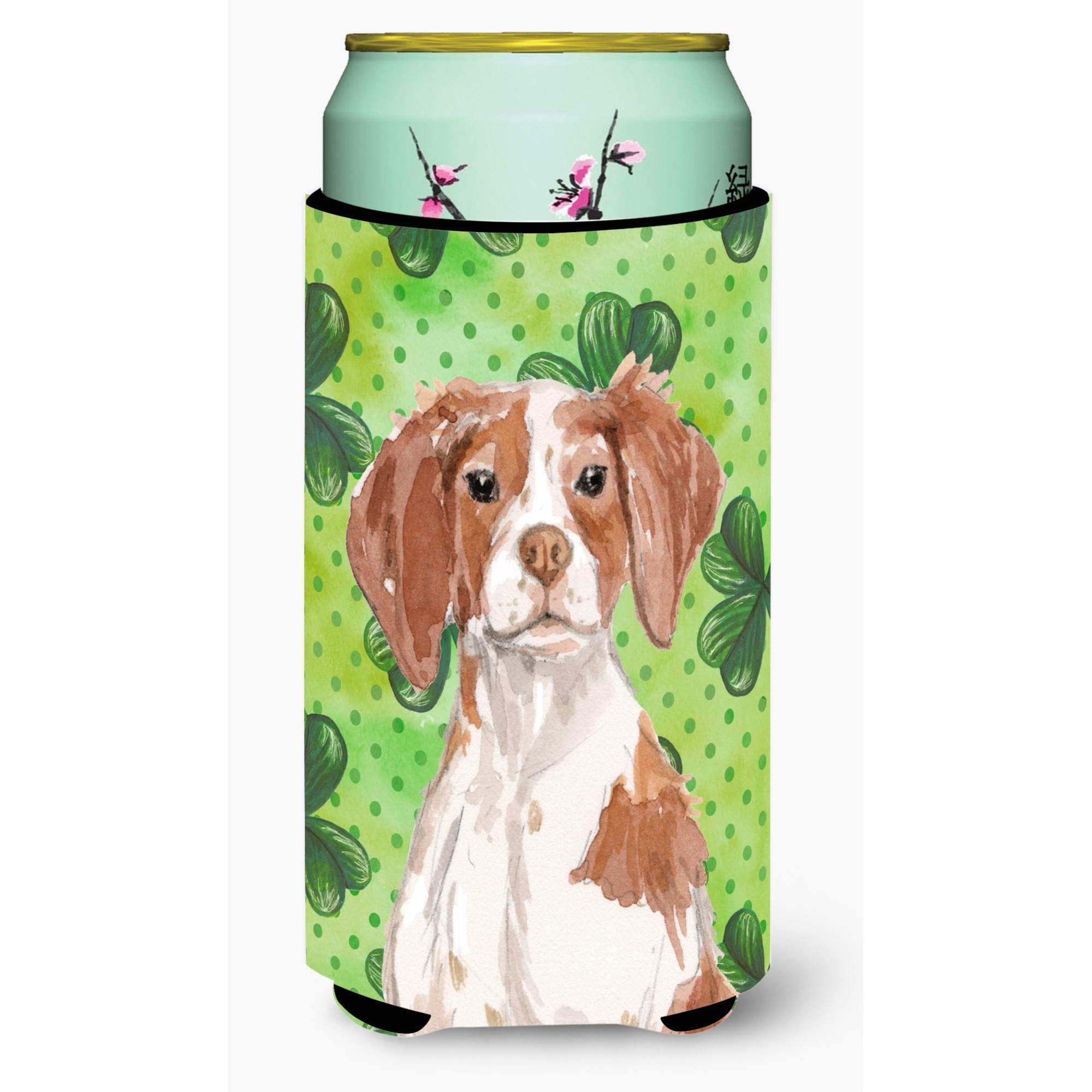 &quotCaroline's Treasures Brittany Spaniel St. Patrick's Decorative Can Hugger, Tall, Multicolor"