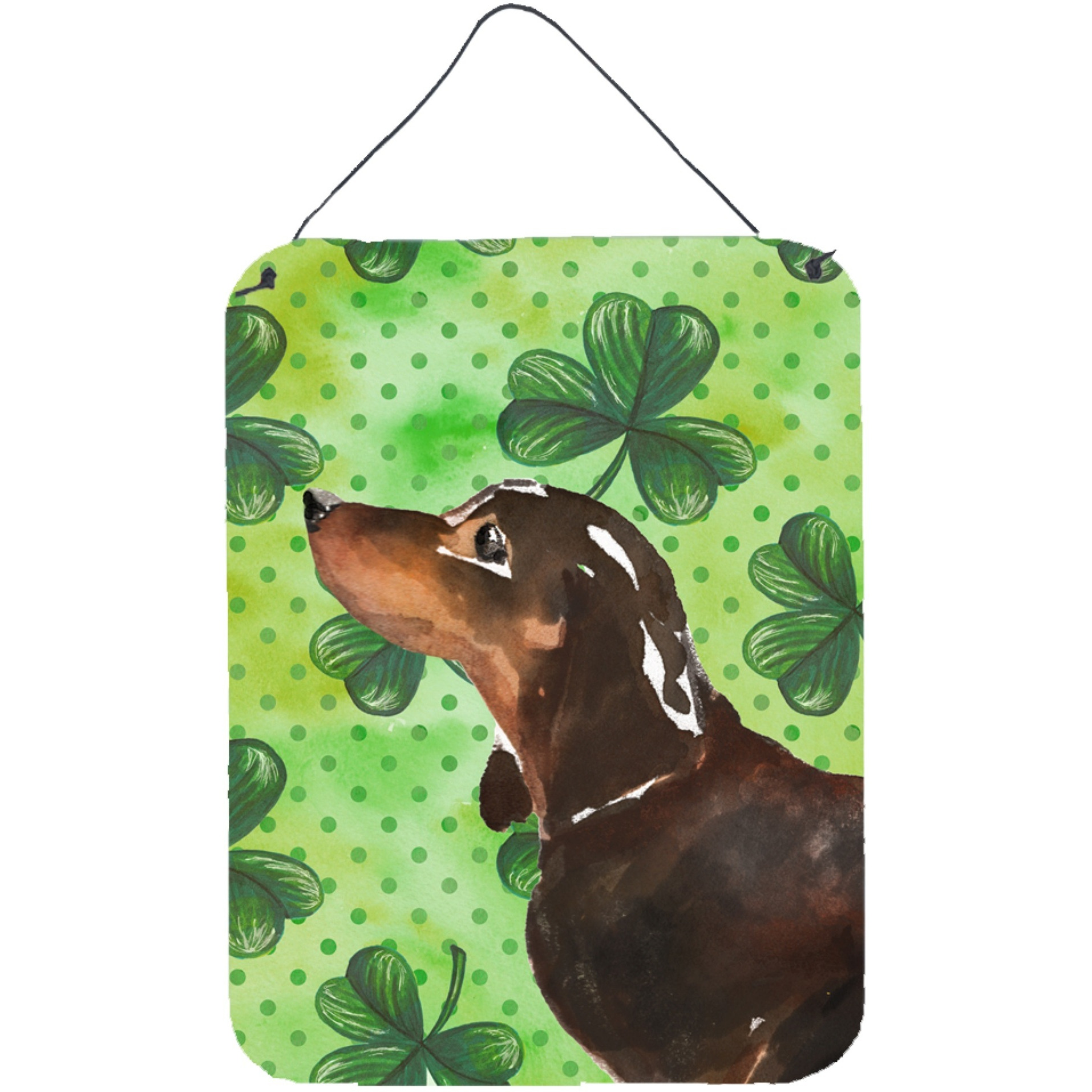 &quotCaroline's Treasures Black and Tan Dachshund St. Patrick's Metal Print, 16"" x 12"", Multicolor"