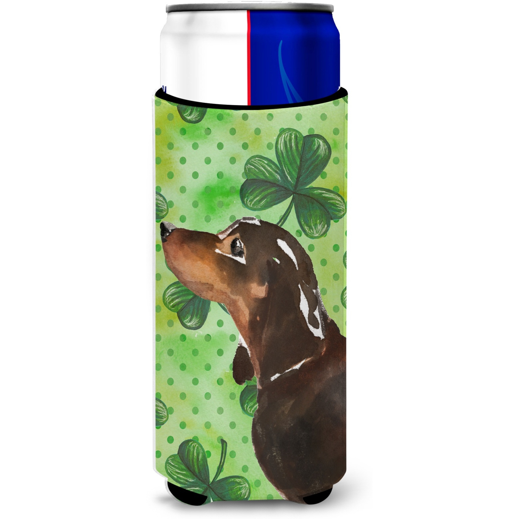 &quotCaroline's Treasures Black and Tan Dachshund St. Patrick's Decorative Can Hugger, Slim, Multicolor"