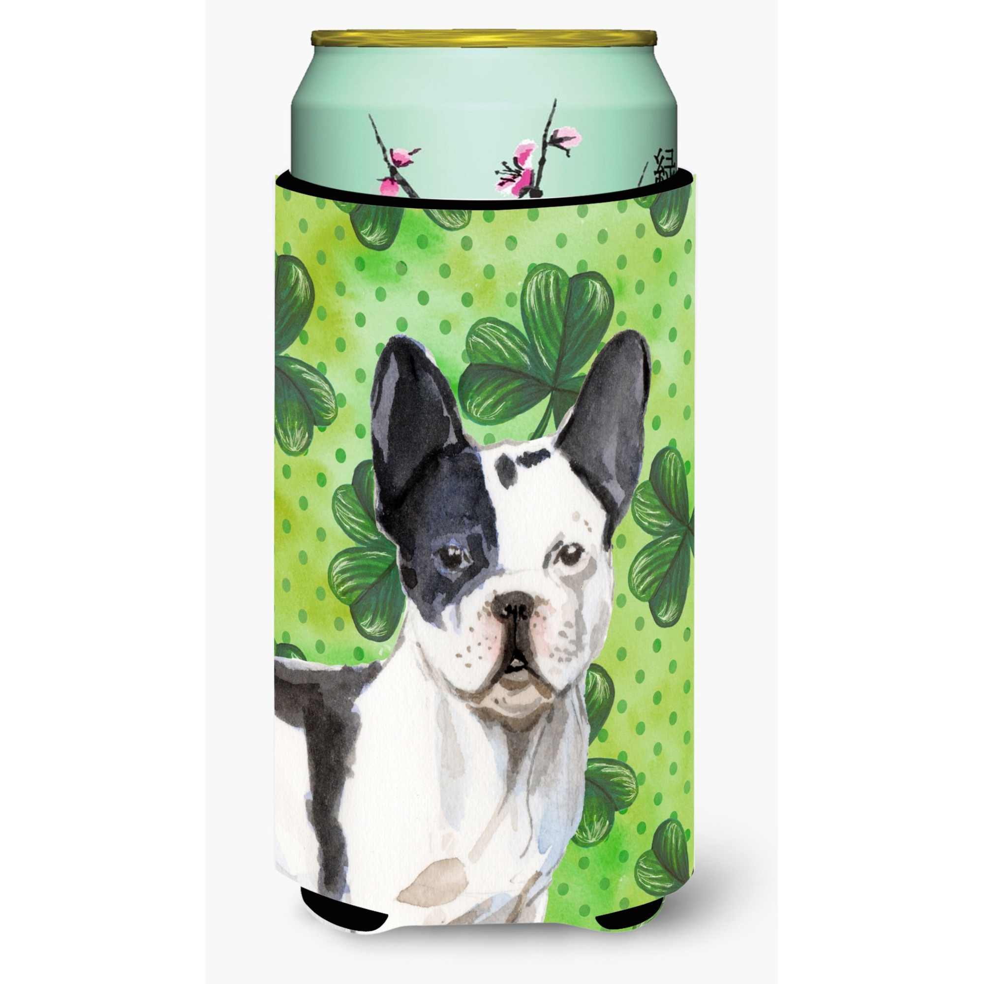 &quotCaroline's Treasures Black White French Bulldog St. Patrick's Decorative Can Hugger, Tall, Multicolor"