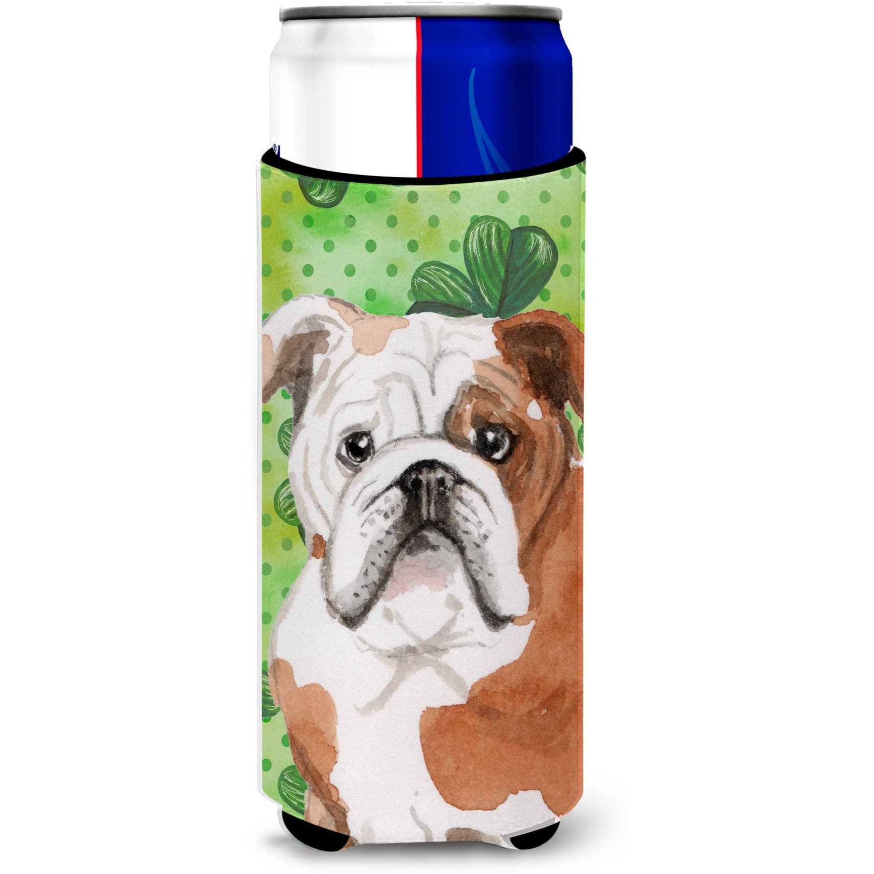 &quotCaroline's Treasures English Bulldog St. Patrick's Decorative Can Hugger, Slim, Multicolor"