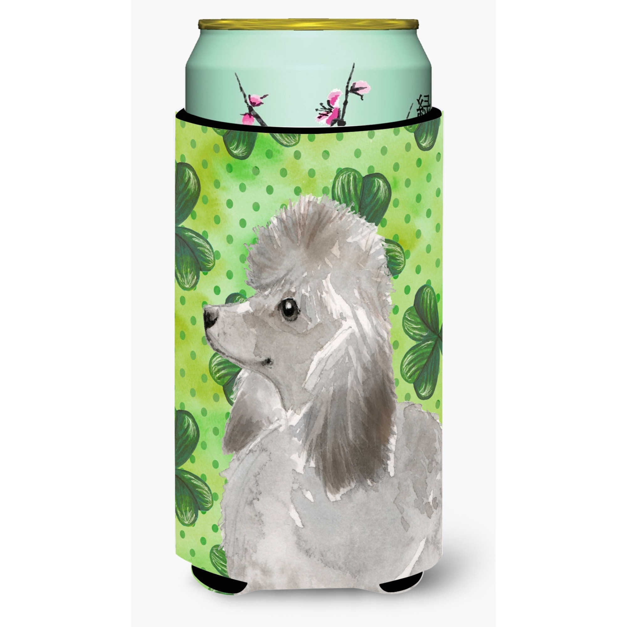 &quotCaroline's Treasures Grey Standard Poodle St. Patrick's Decorative Can Hugger, Tall, Multicolor"
