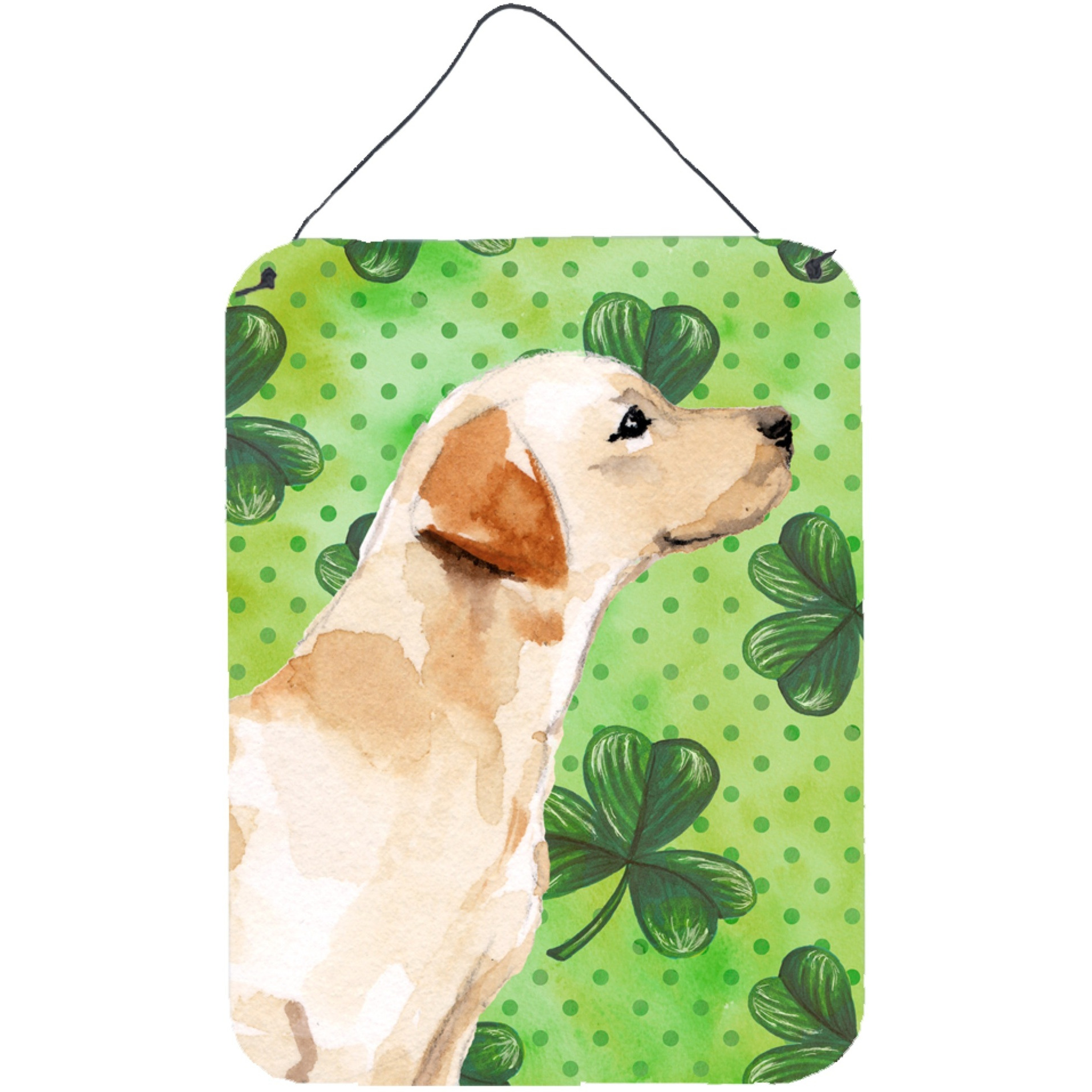 &quotCaroline's Treasures Yellow Labrador 2 St. Patrick's Metal Print, 16"" x 12"", Multicolor"