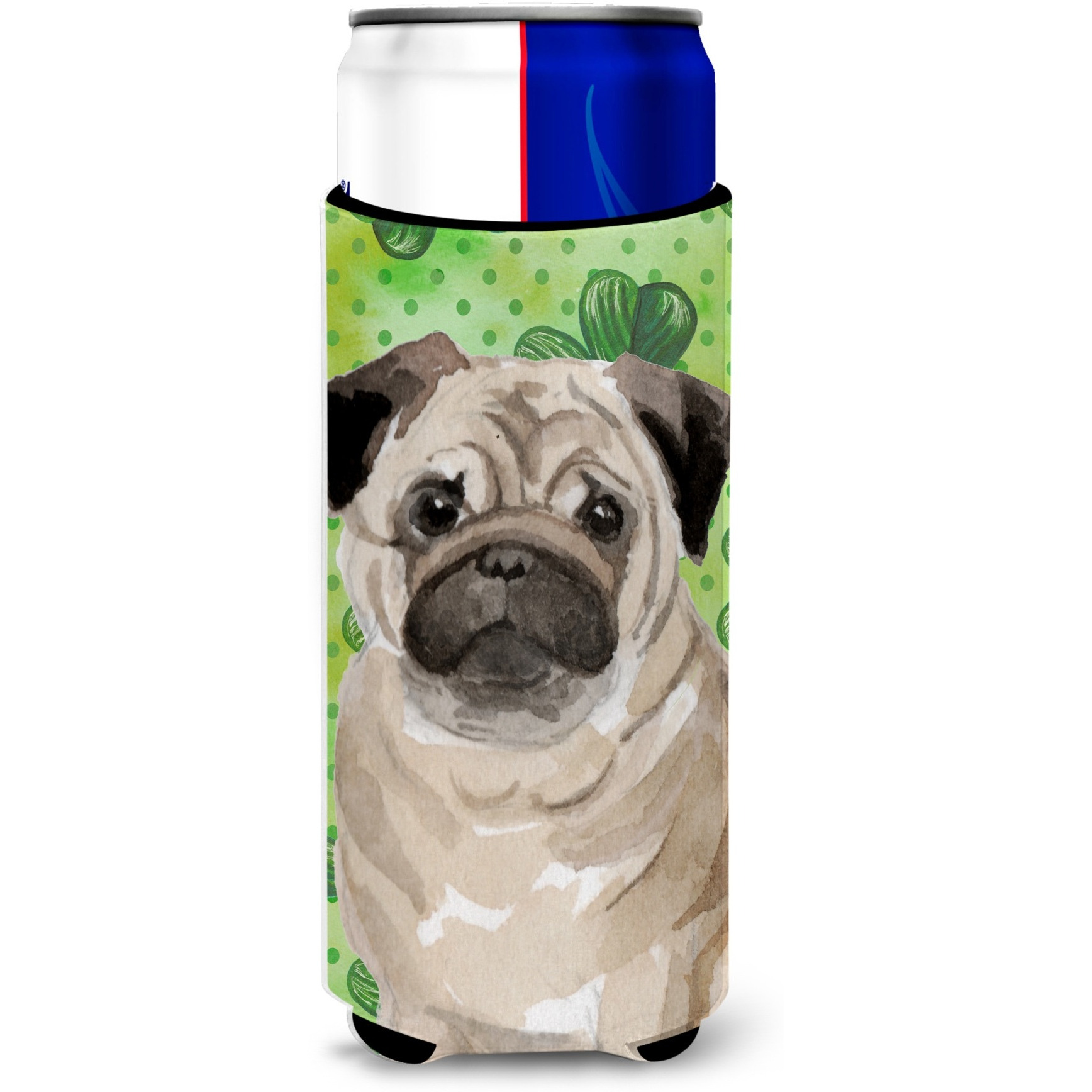 &quotCaroline's Treasures Fawn Pug St. Patrick's Decorative Can Hugger, Slim, Multicolor"