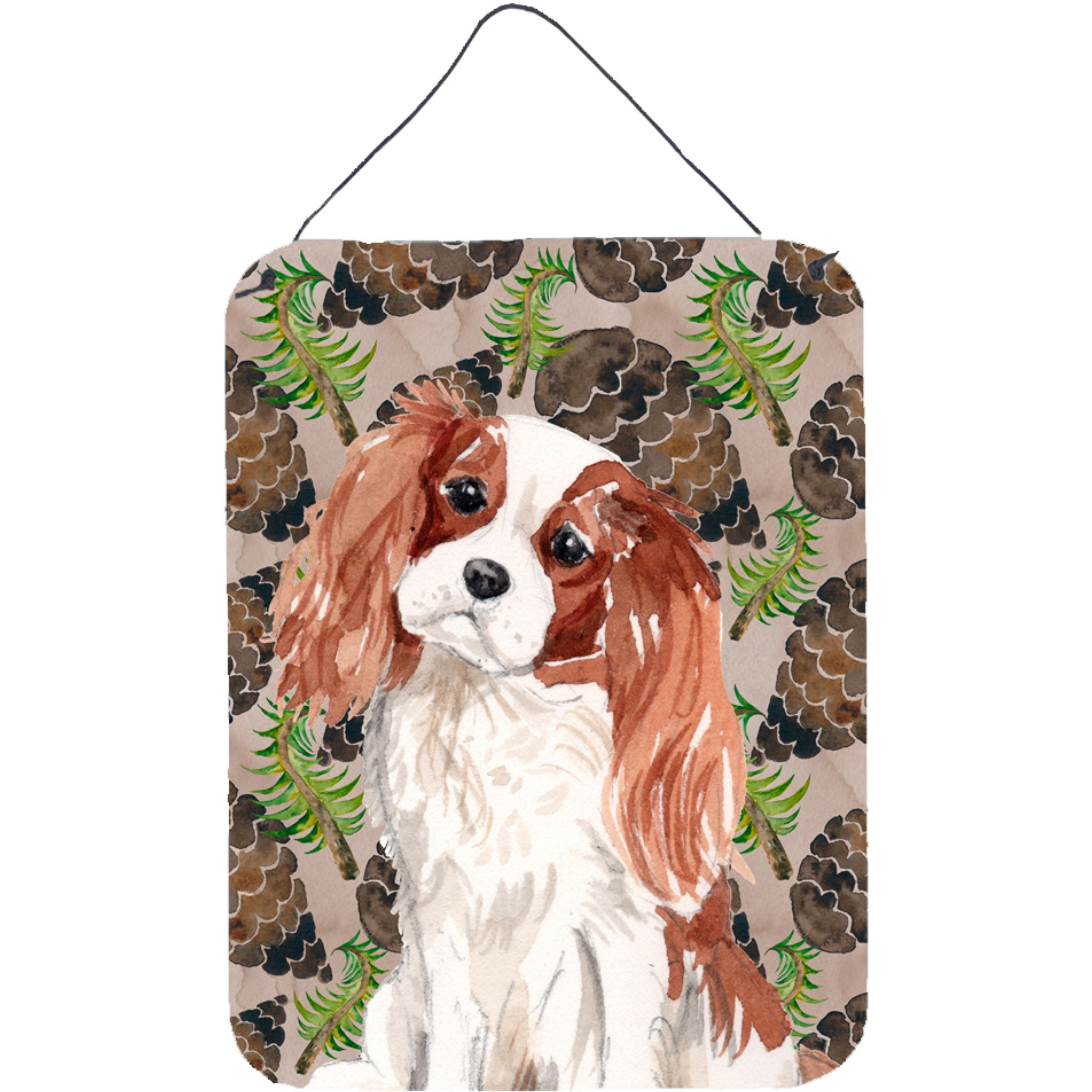 &quotCaroline's Treasures Blenheim Cavalier Spaniel Pine Cones Metal Print, 16"" x 12"", Multicolor"