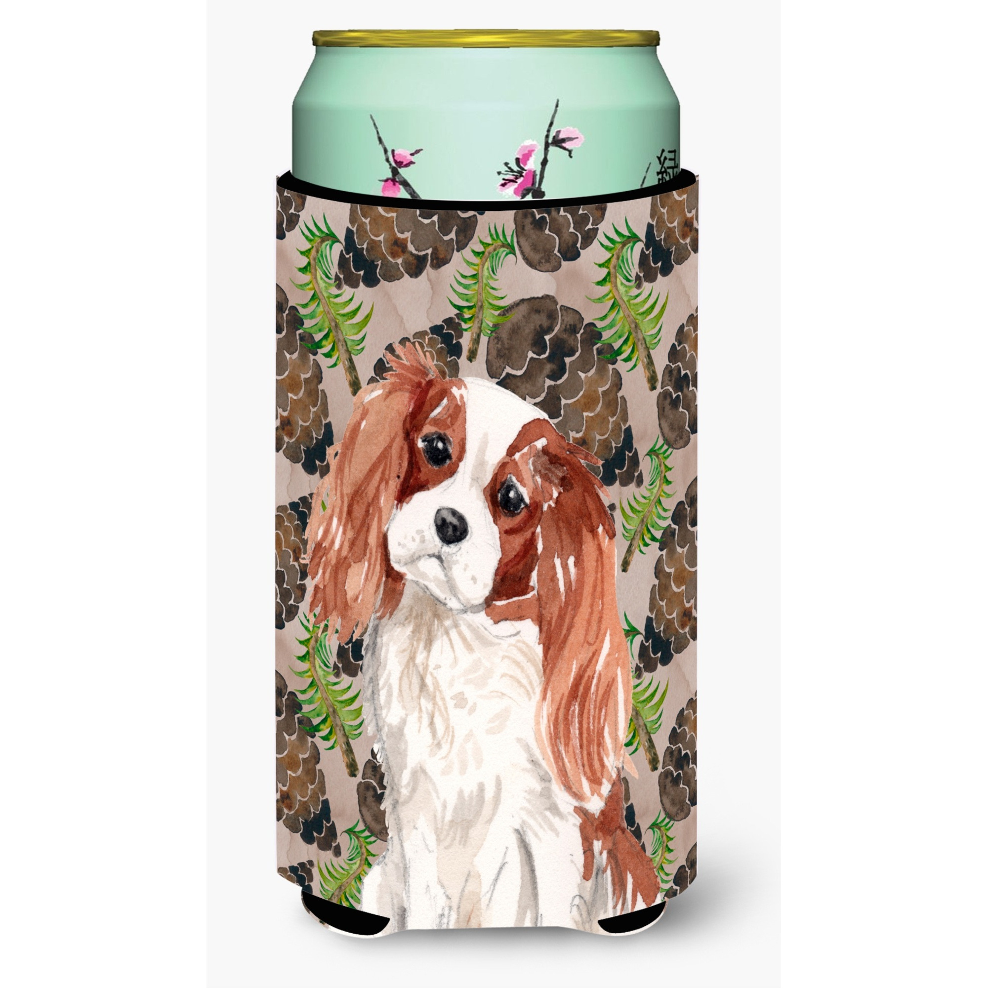 &quotCaroline's Treasures Blenheim Cavalier Spaniel Pine Cones Decorative Can Hugger, Tall, Multicolor"