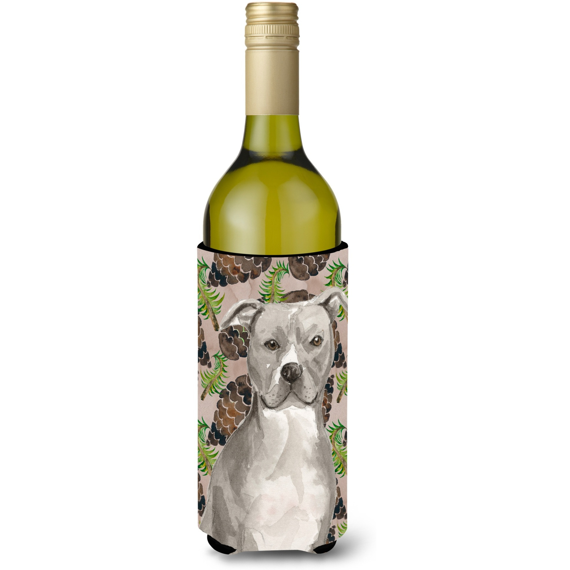 &quotCaroline's Treasures Staffordshire Bull Terrier Pine Cones Decorative Bottle Hugger, 750ml, Multicolor"