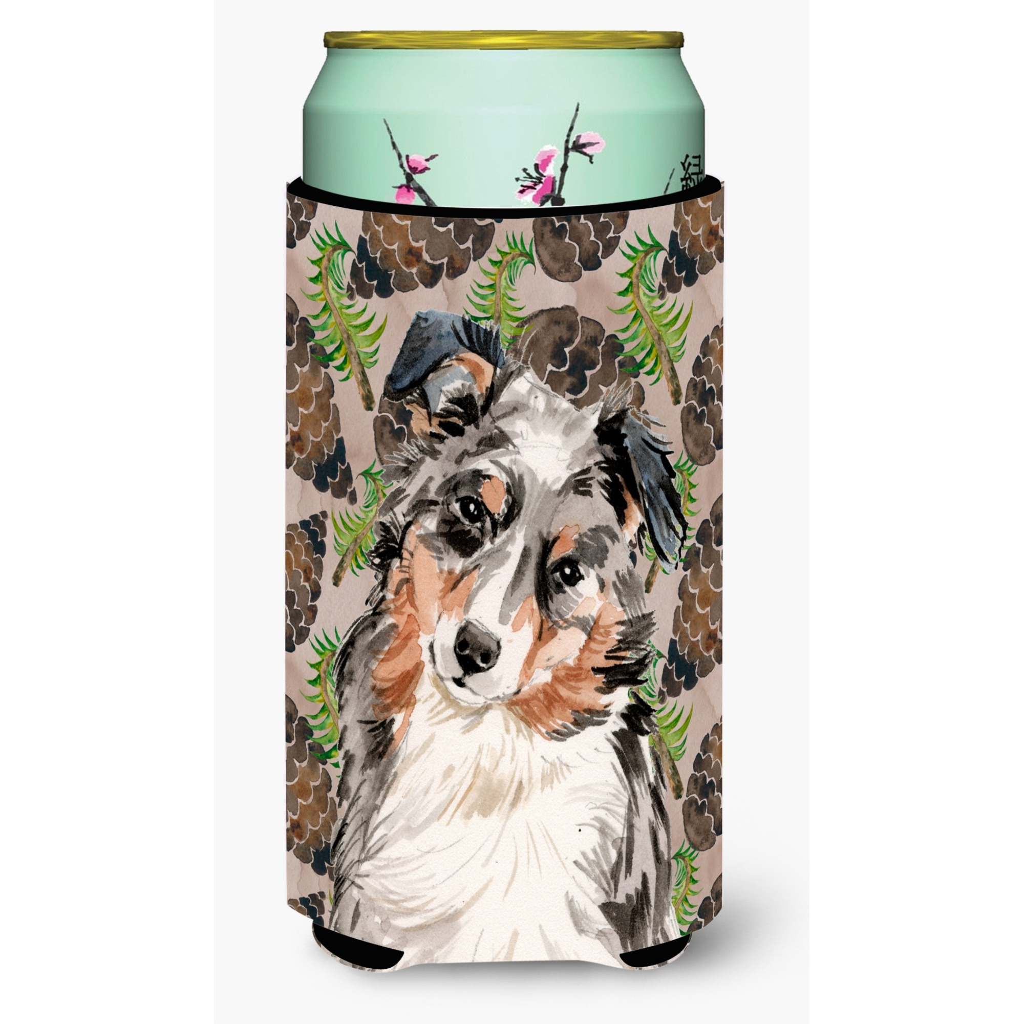 &quotCaroline's Treasures Australian Shepherd Pine Cones Decorative Can Hugger, Tall, Multicolor"