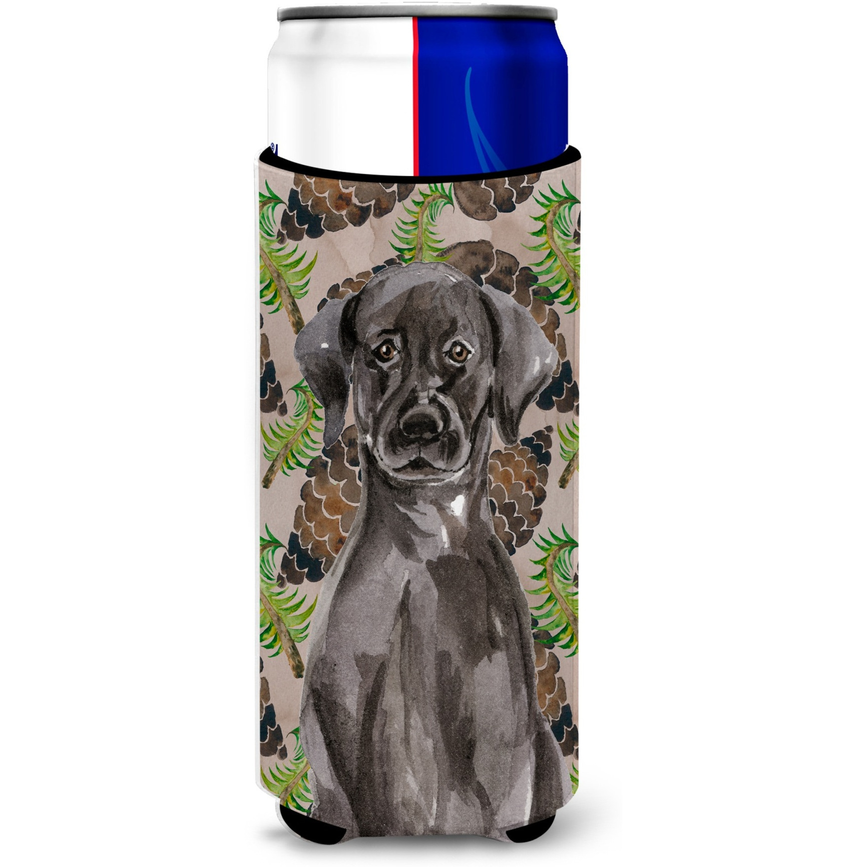&quotCaroline's Treasures Black Labrador Pine Cones Decorative Can Hugger, Slim, Multicolor"