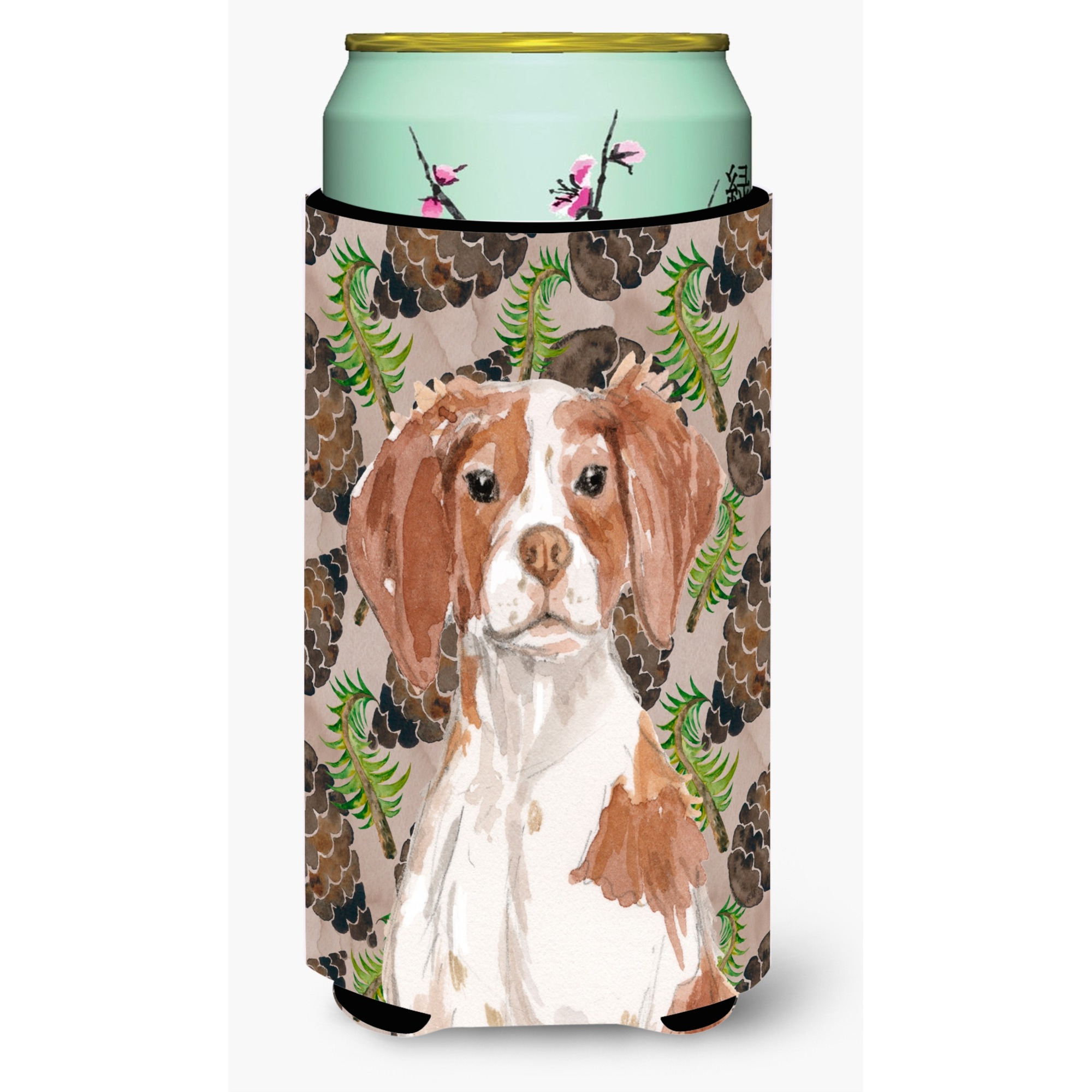 &quotCaroline's Treasures Brittany Spaniel Pine Cones Decorative Can Hugger, Tall, Multicolor"