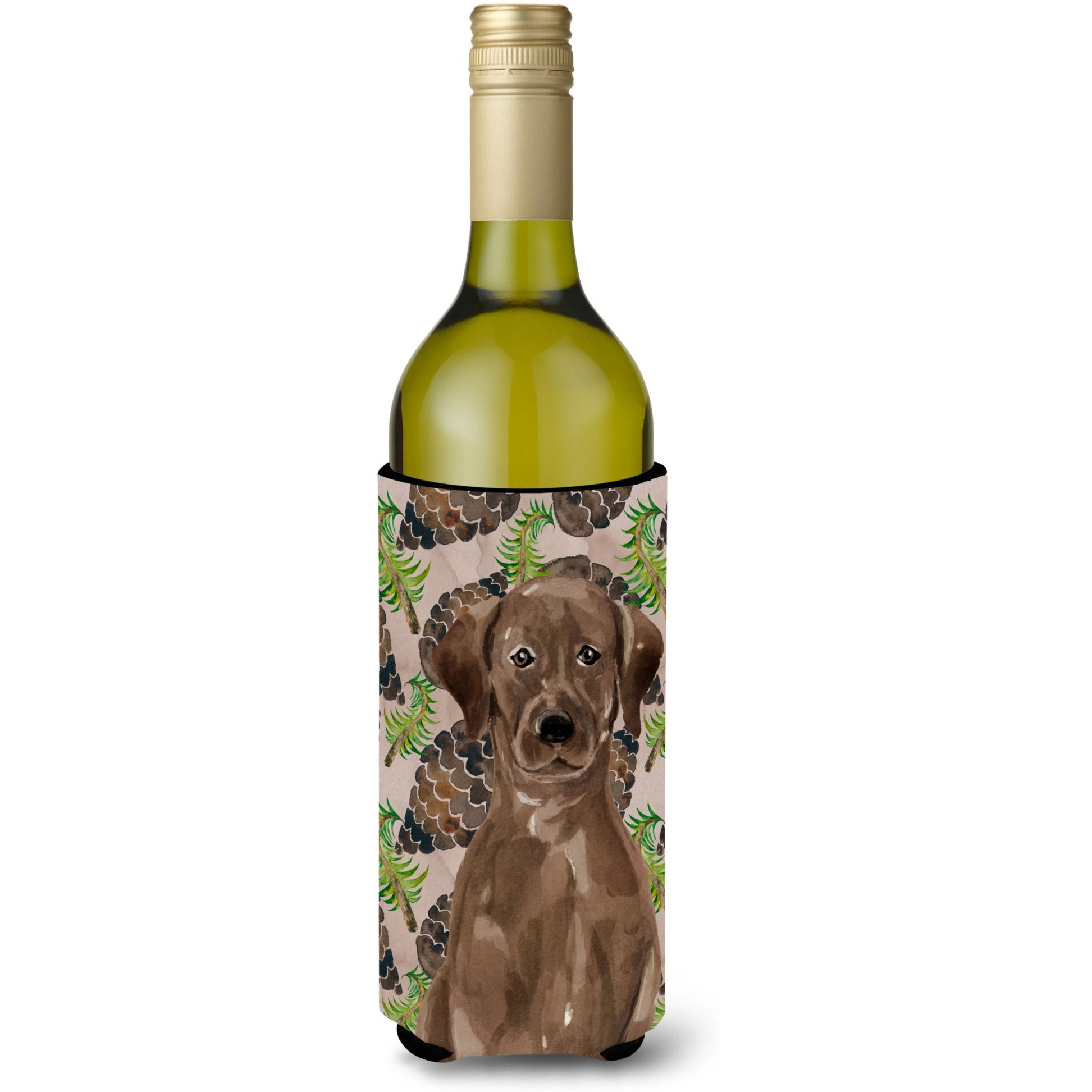 &quotCaroline's Treasures Chocolate Labrador Pine Cones Decorative Bottle Hugger, 750ml, Multicolor"