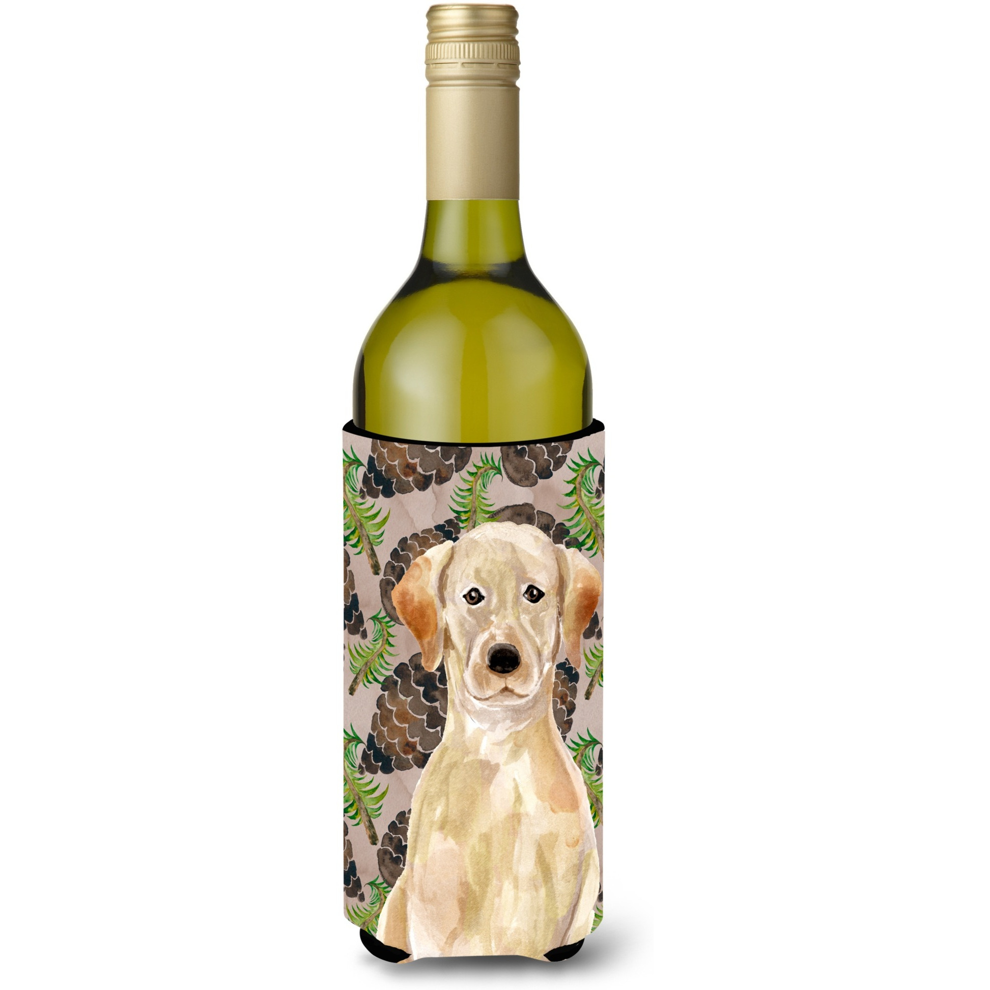 &quotCaroline's Treasures Yellow Labrador Pine Cones Decorative Bottle Hugger, 750ml, Multicolor"