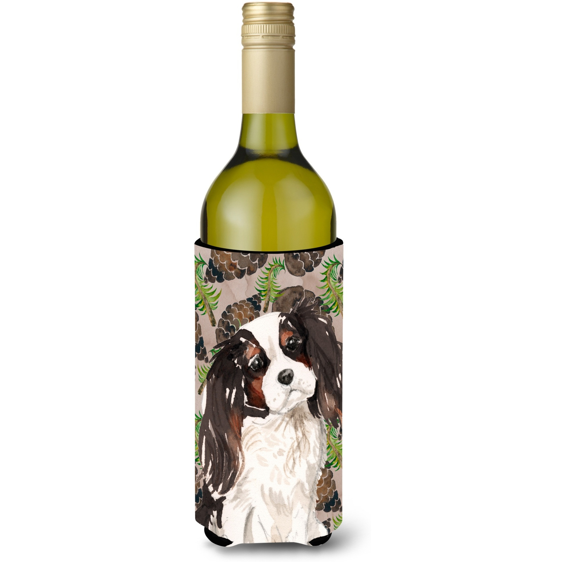 &quotCaroline's Treasures Tricolor Cavalier Spaniel Pine Cones Decorative Bottle Hugger, 750ml, Multicolor"