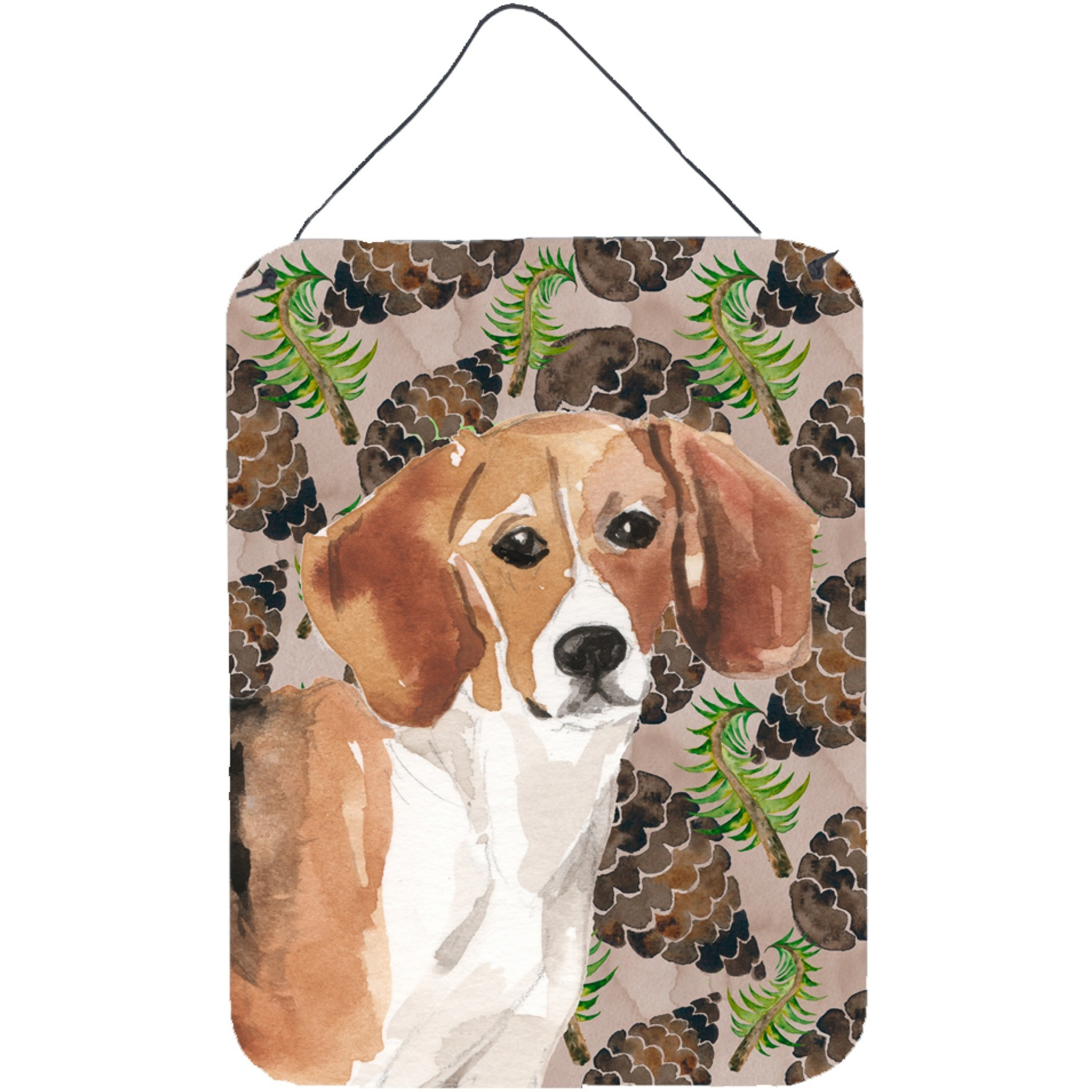 &quotCaroline's Treasures Beagle Pine Cones Metal Print, 16"" x 12"", Multicolor"