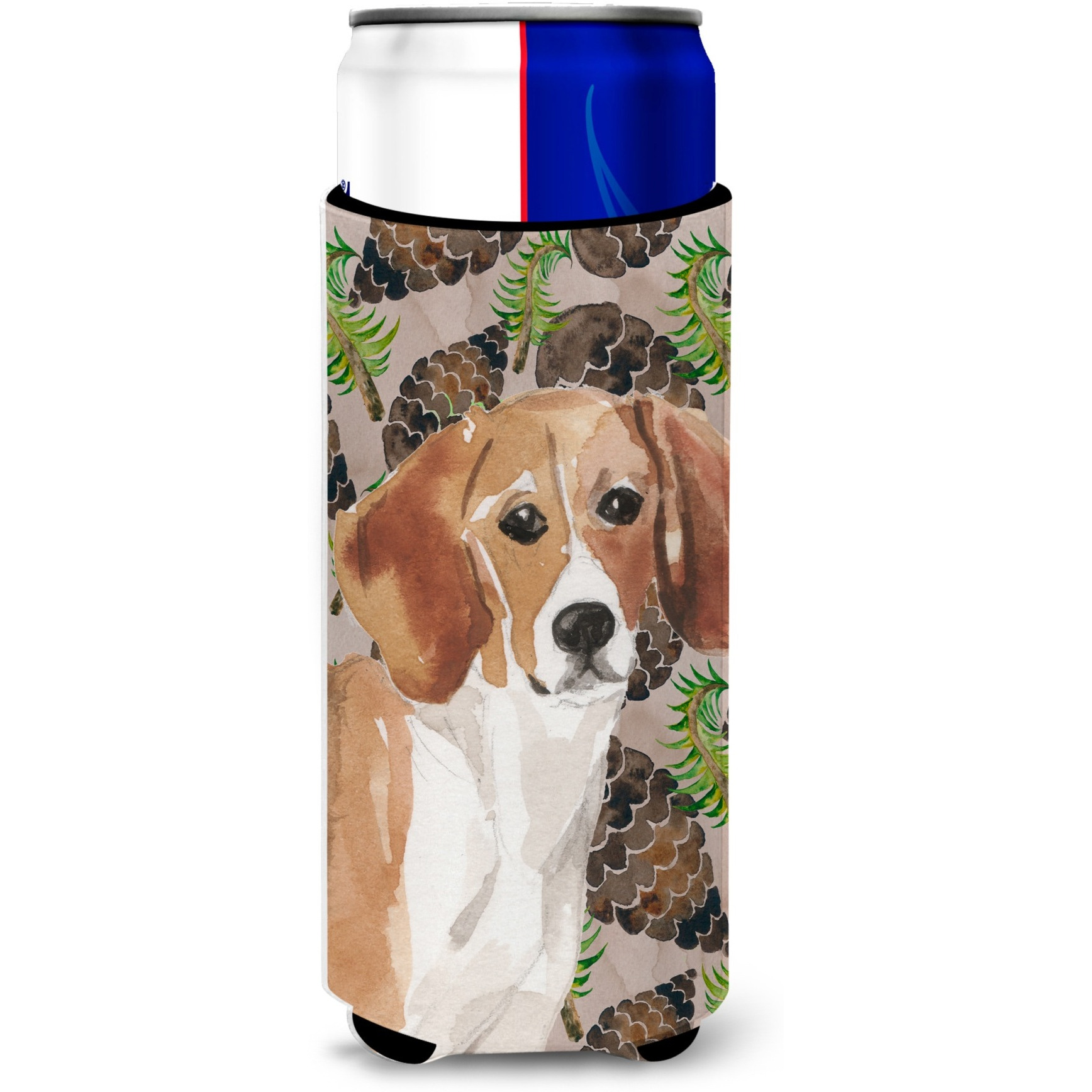 &quotCaroline's Treasures Beagle Pine Cones Decorative Can Hugger, Slim, Multicolor"