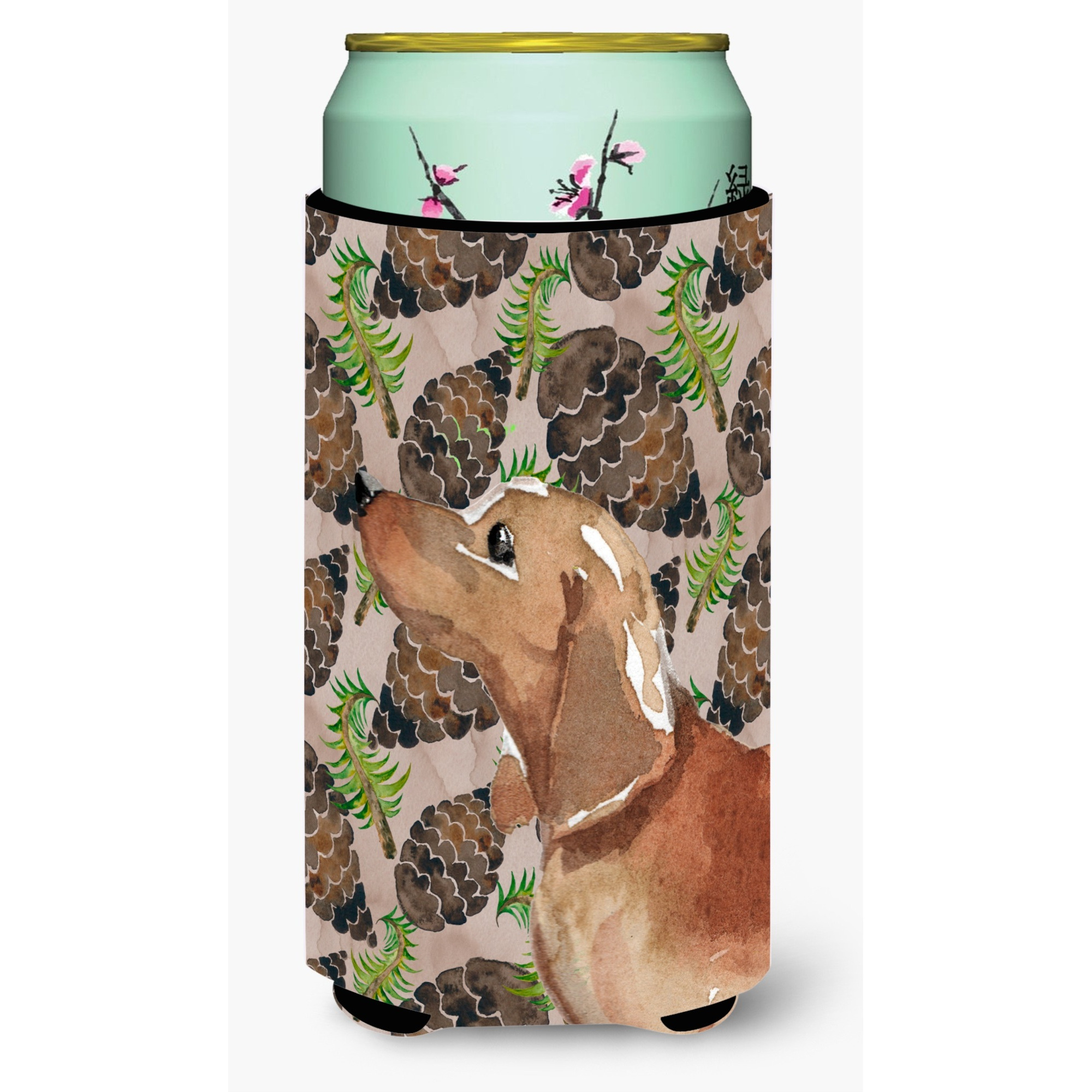 &quotCaroline's Treasures Red Tan Dachshund Pine Cones Decorative Can Hugger, Tall, Multicolor"