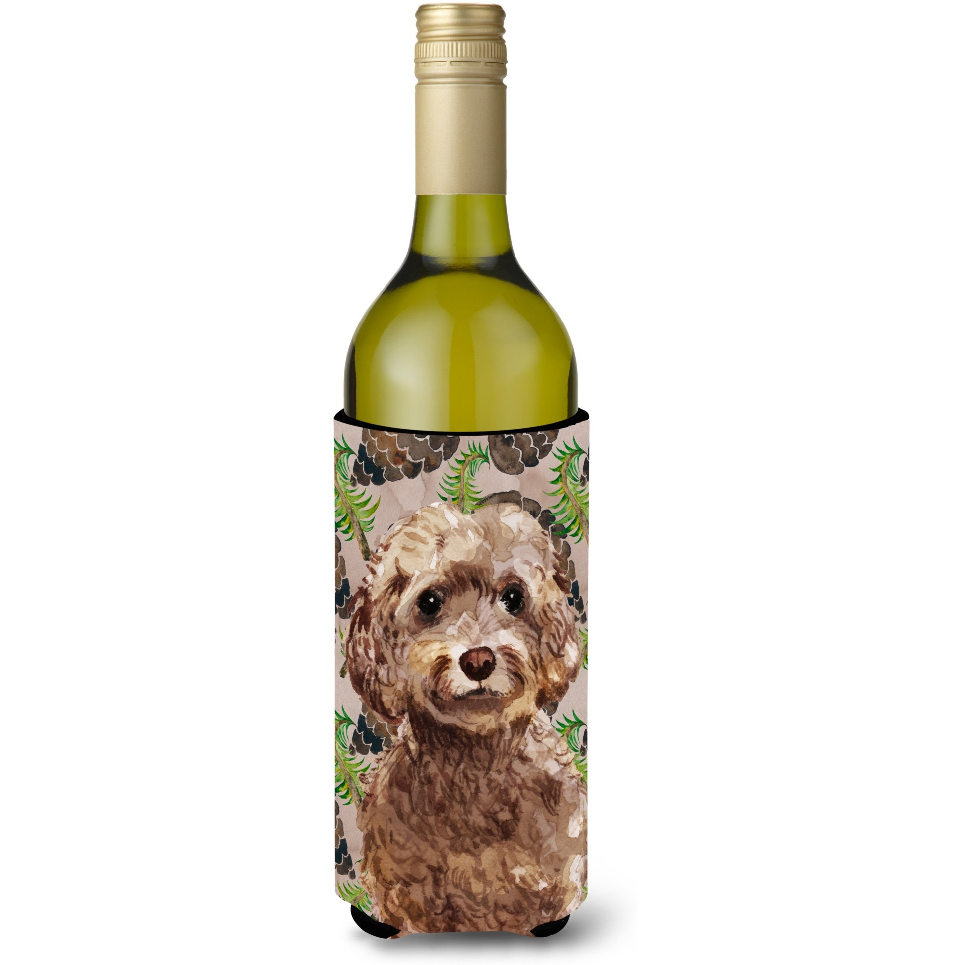 &quotCaroline's Treasures Brown Cockapoo Pine Cones Decorative Bottle Hugger, 750ml, Multicolor"