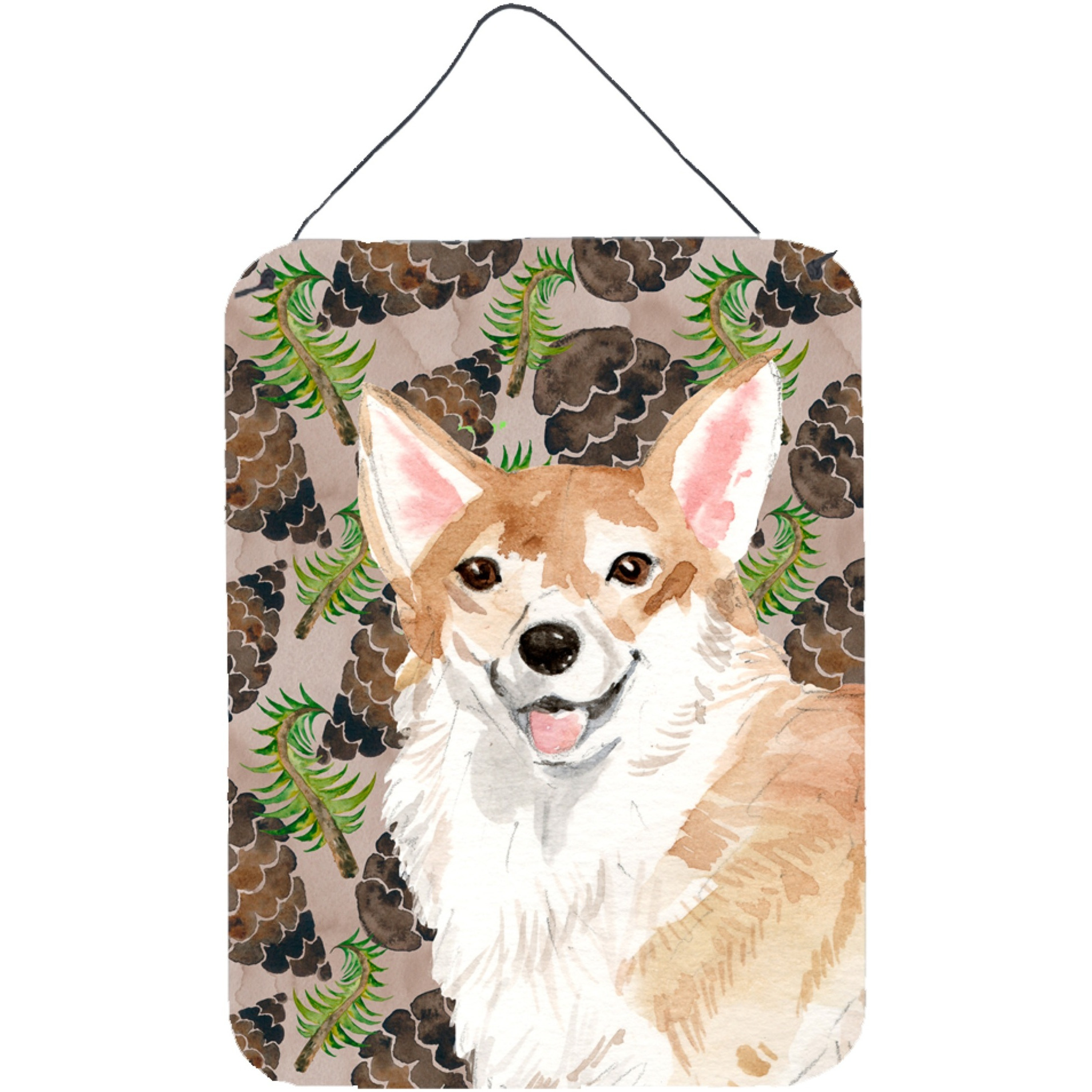 &quotCaroline's Treasures Corgi Pine Cones Metal Print, 16"" x 12"", Multicolor"