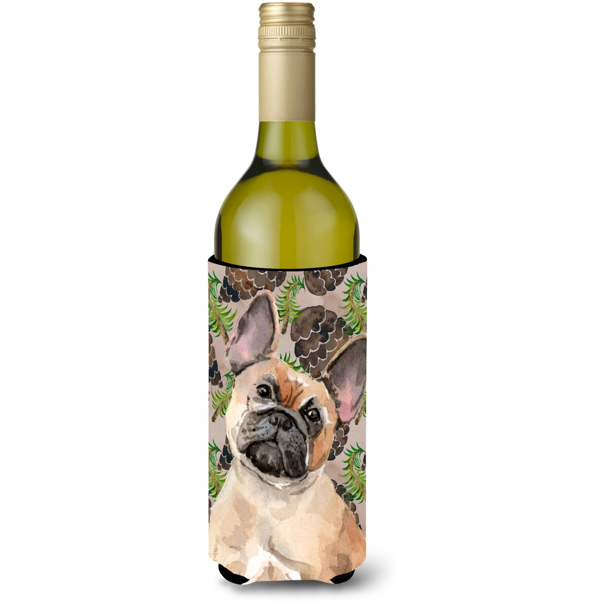 &quotCaroline's Treasures Fawn French Bulldog Pine Cones Decorative Bottle Hugger, 750ml, Multicolor"
