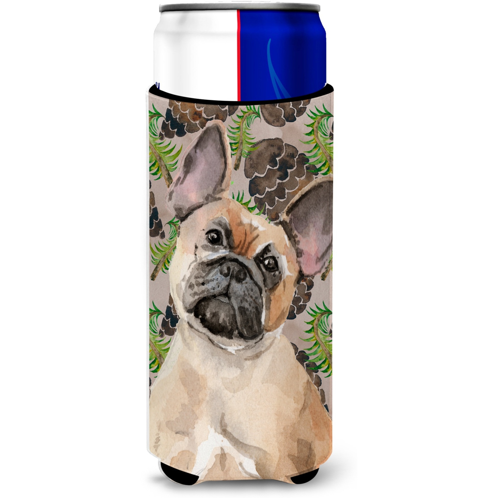 &quotCaroline's Treasures Fawn French Bulldog Pine Cones Decorative Can Hugger, Slim, Multicolor"