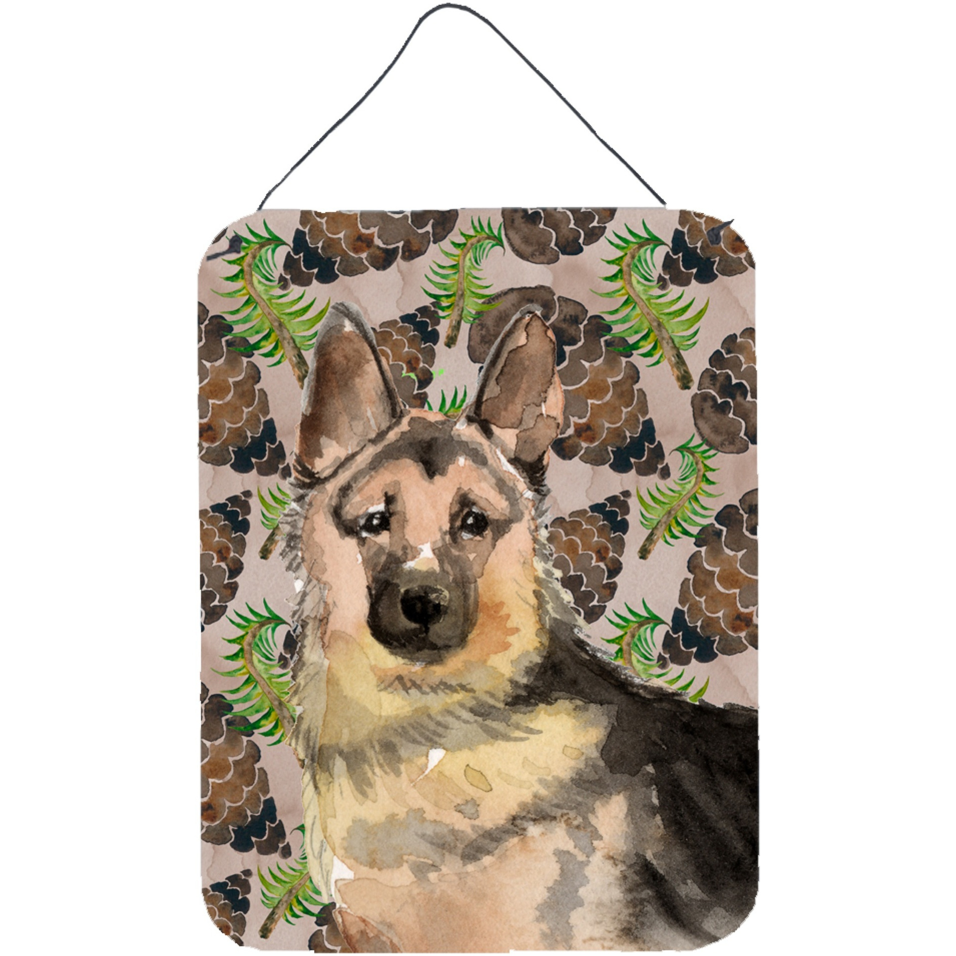 &quotCaroline's Treasures German Shepherd Pine Cones Metal Print, 16"" x 12"", Multicolor"