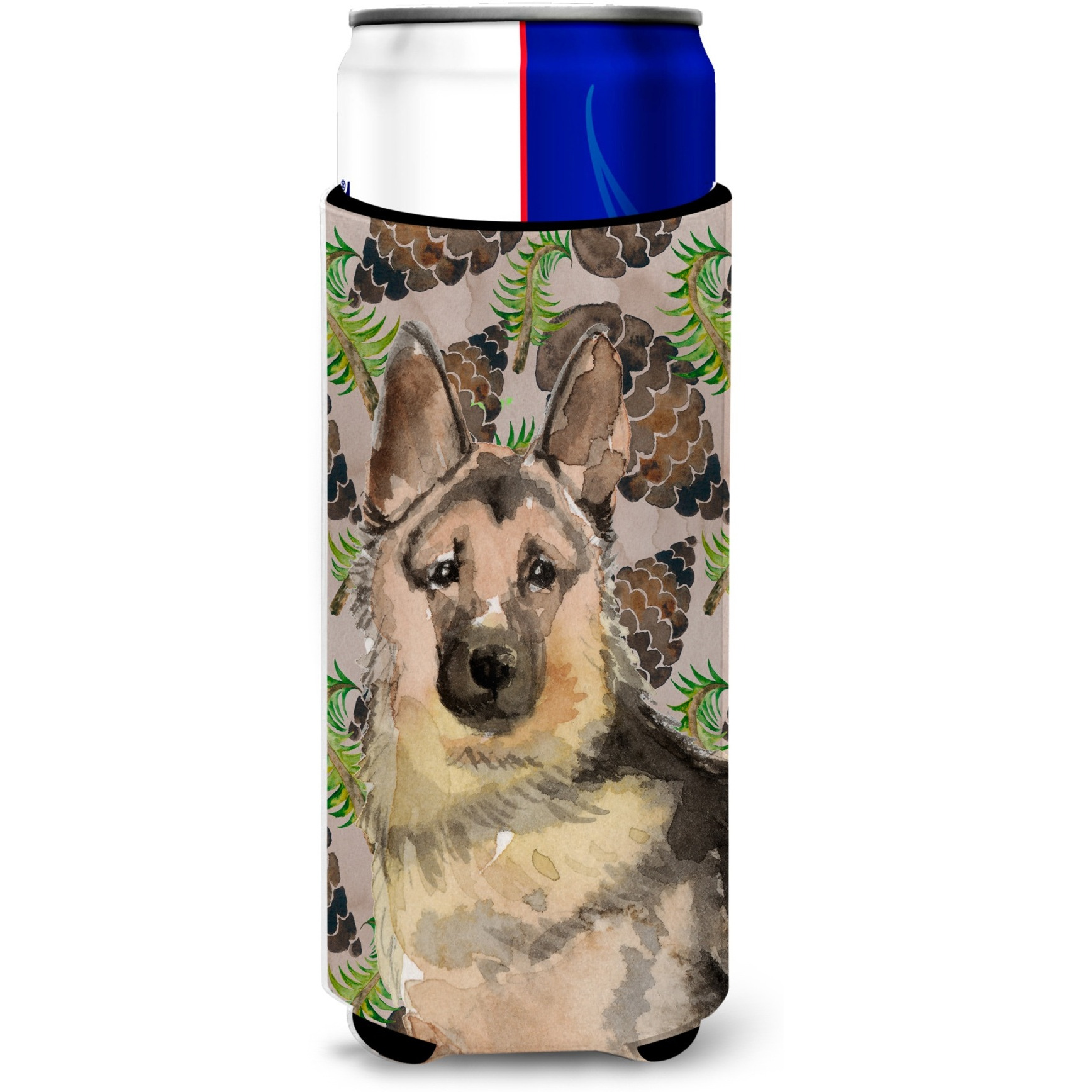 &quotCaroline's Treasures German Shepherd Pine Cones Decorative Can Hugger, Slim, Multicolor"