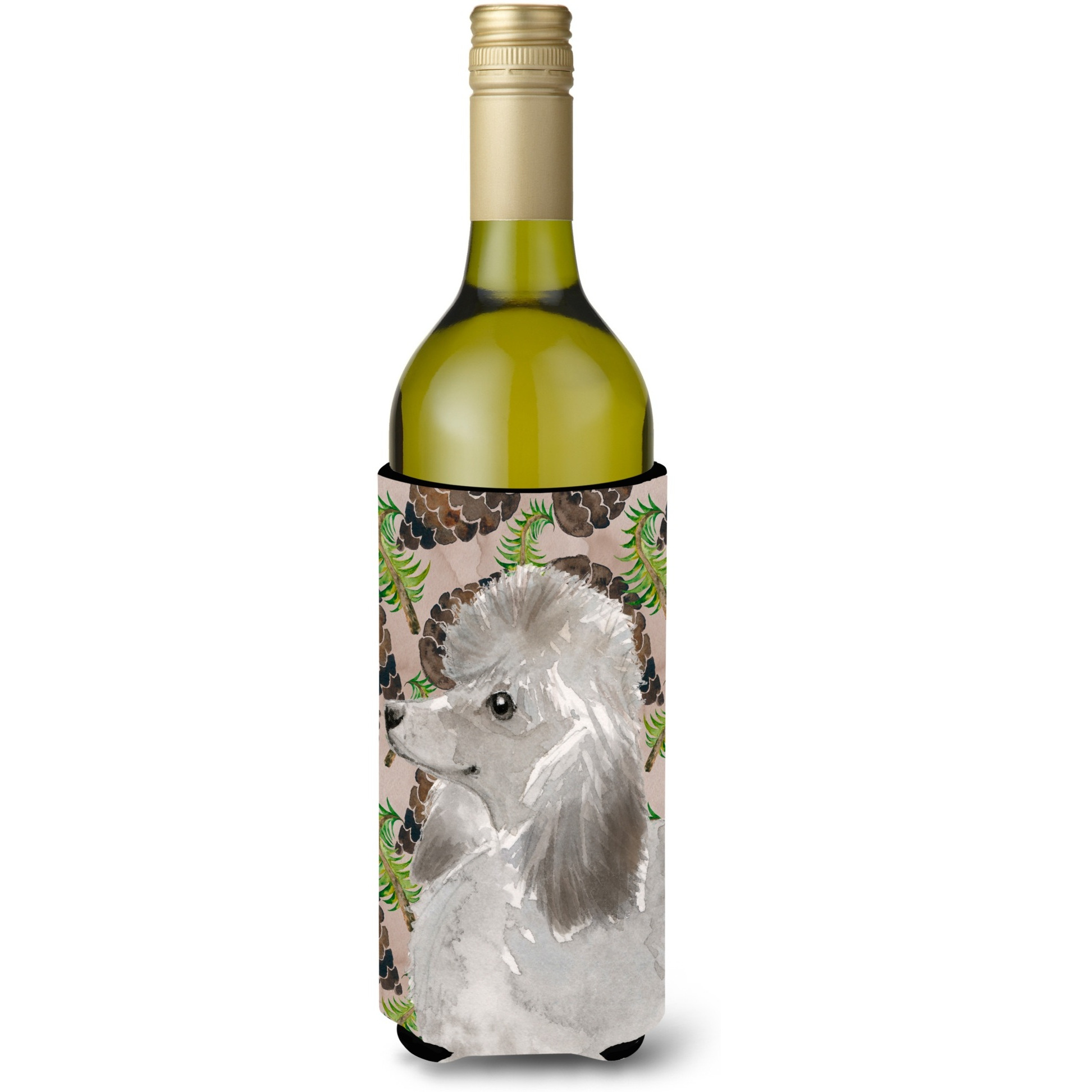 &quotCaroline's Treasures Grey Standard Poodle Pine Cones Decorative Bottle Hugger, 750ml, Multicolor"