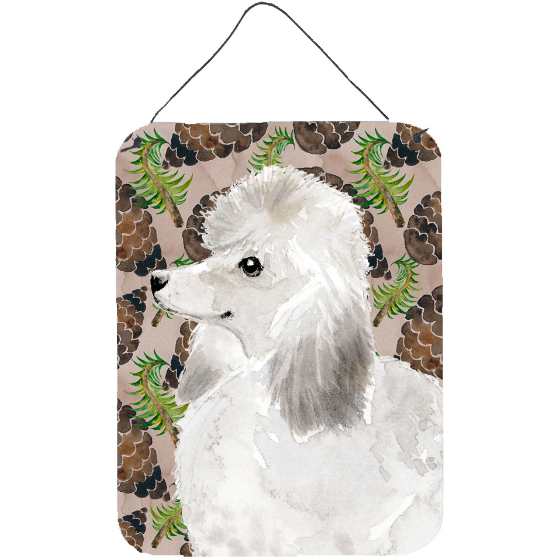 &quotCaroline's Treasures White Standard Poodle Pine Cones Metal Print, 16"" x 12"", Multicolor"