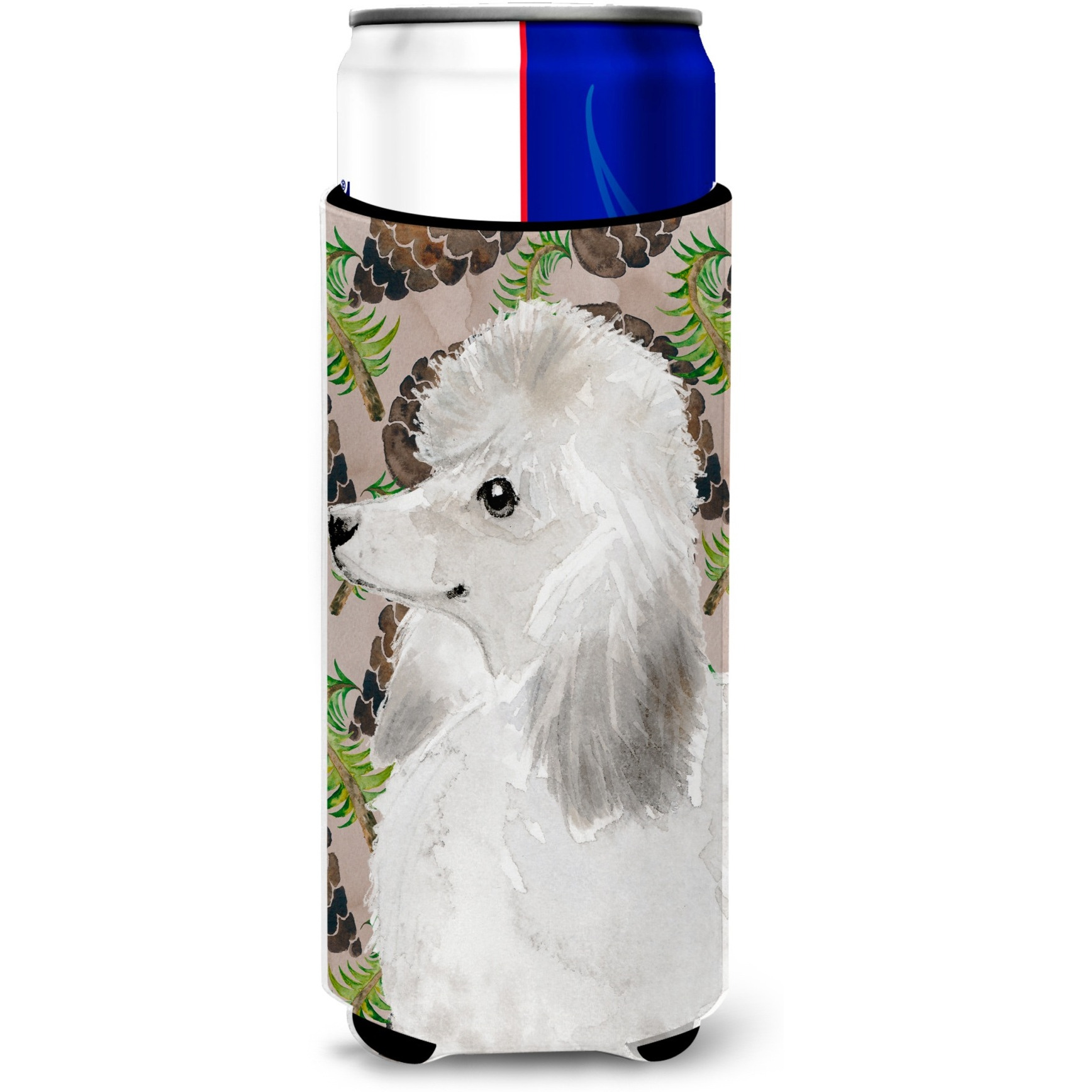 &quotCaroline's Treasures White Standard Poodle Pine Cones Decorative Can Hugger, Slim, Multicolor"