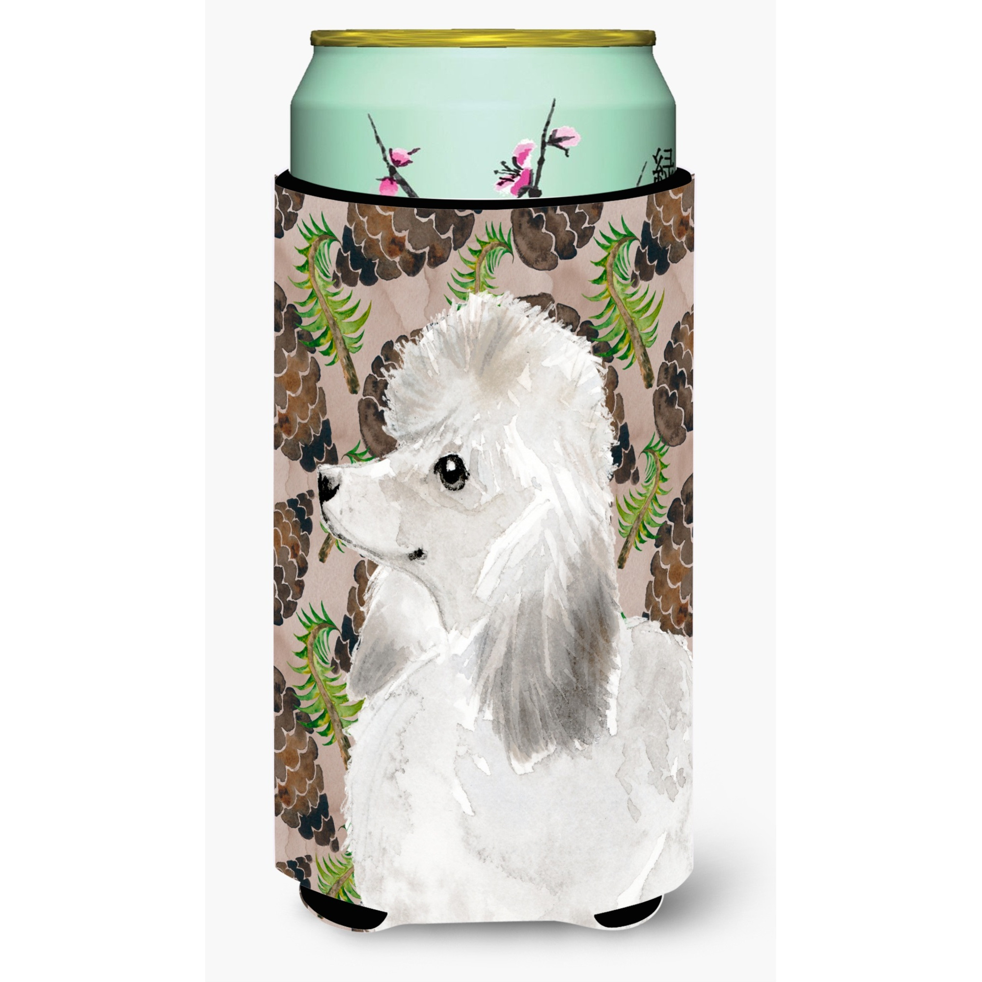 &quotCaroline's Treasures White Standard Poodle Pine Cones Decorative Can Hugger, Tall, Multicolor"