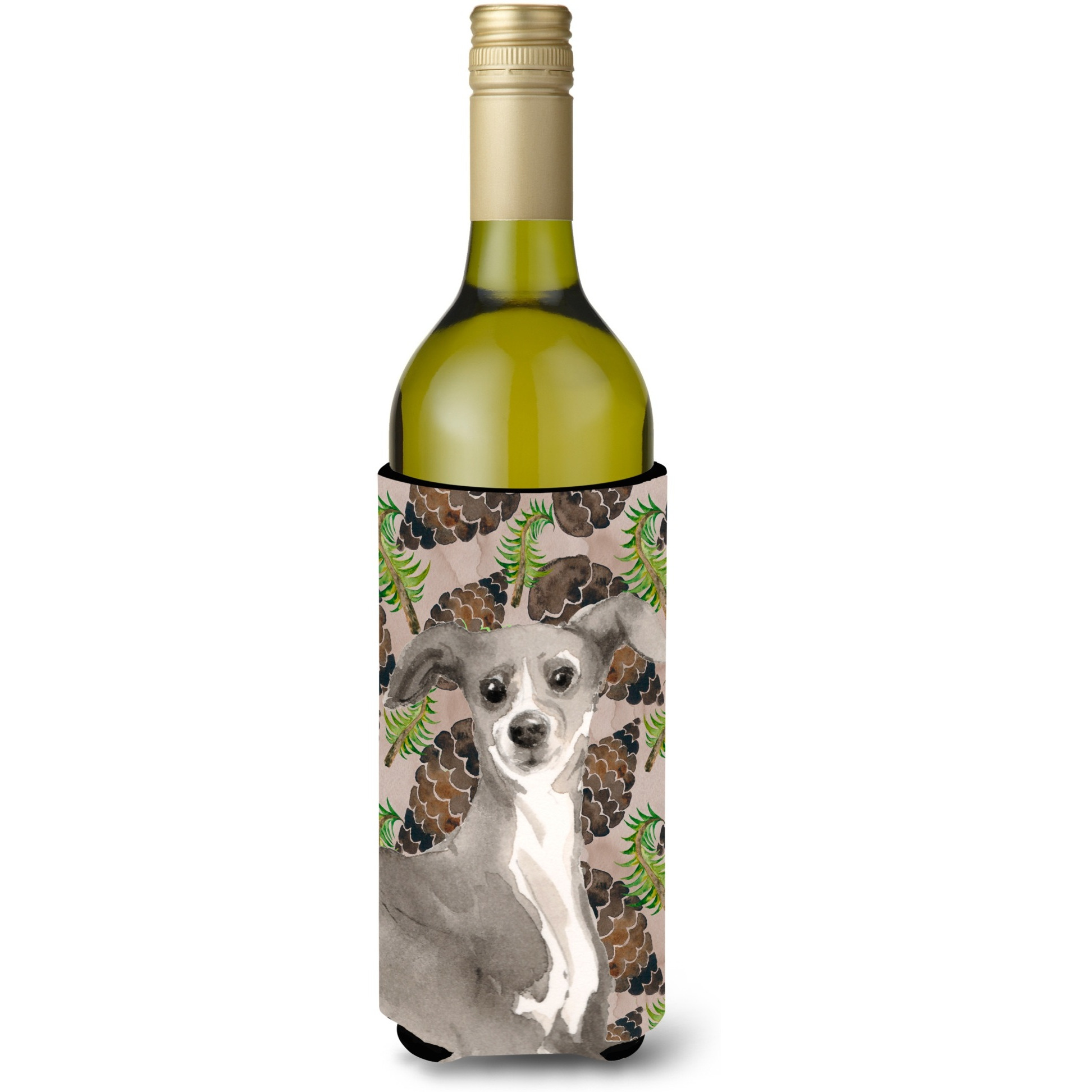 &quotCaroline's Treasures Italian Greyhound Pine Cones Decorative Bottle Hugger, 750ml, Multicolor"