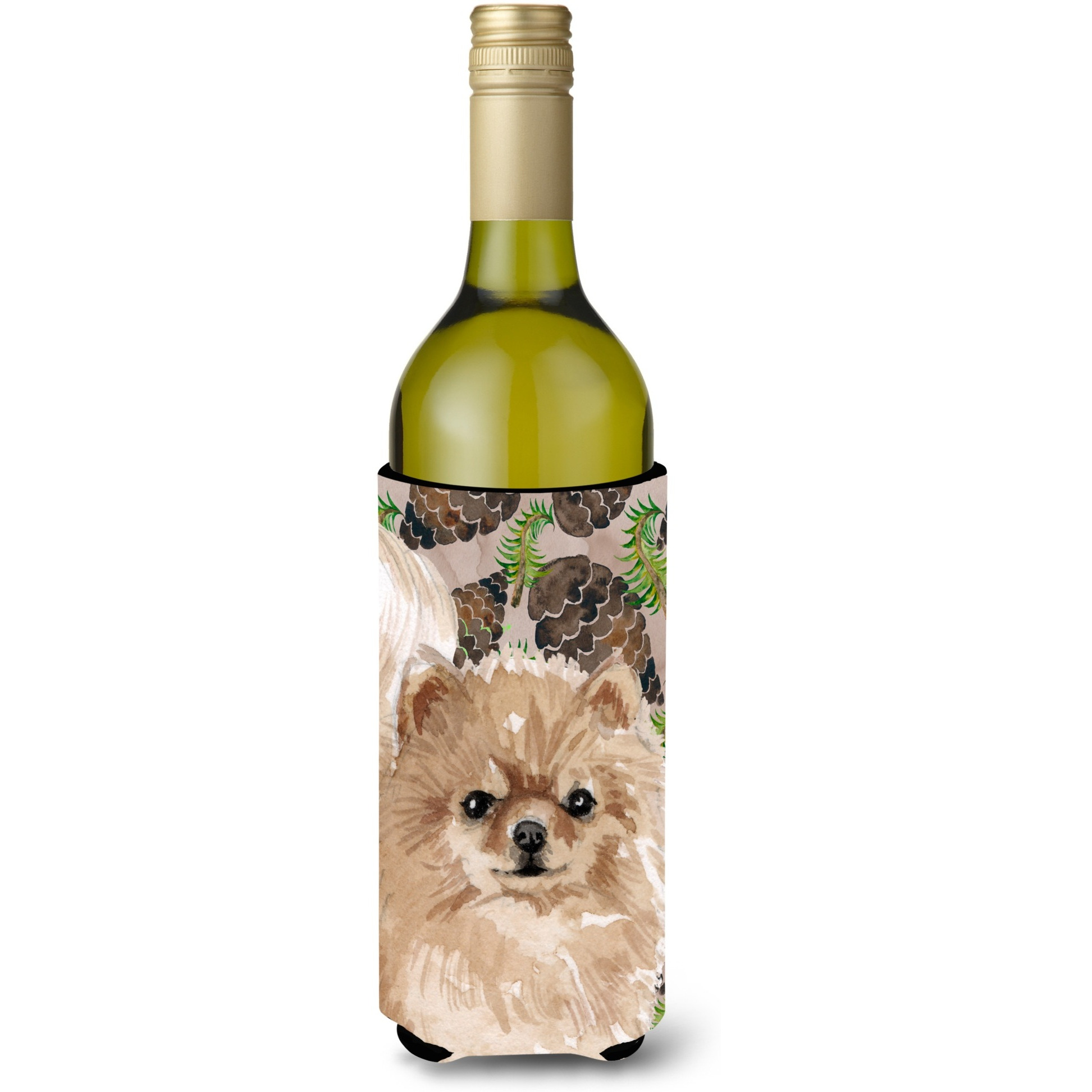 &quotCaroline's Treasures Pomeranian Pine Cones Decorative Bottle Hugger, 750ml, Multicolor"