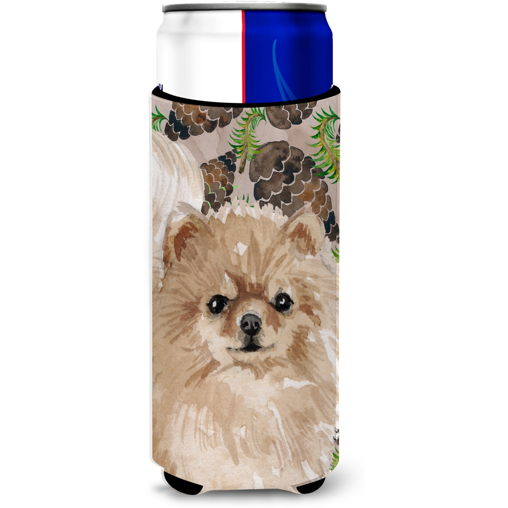 &quotCaroline's Treasures Pomeranian Pine Cones Decorative Can Hugger, Slim, Multicolor"