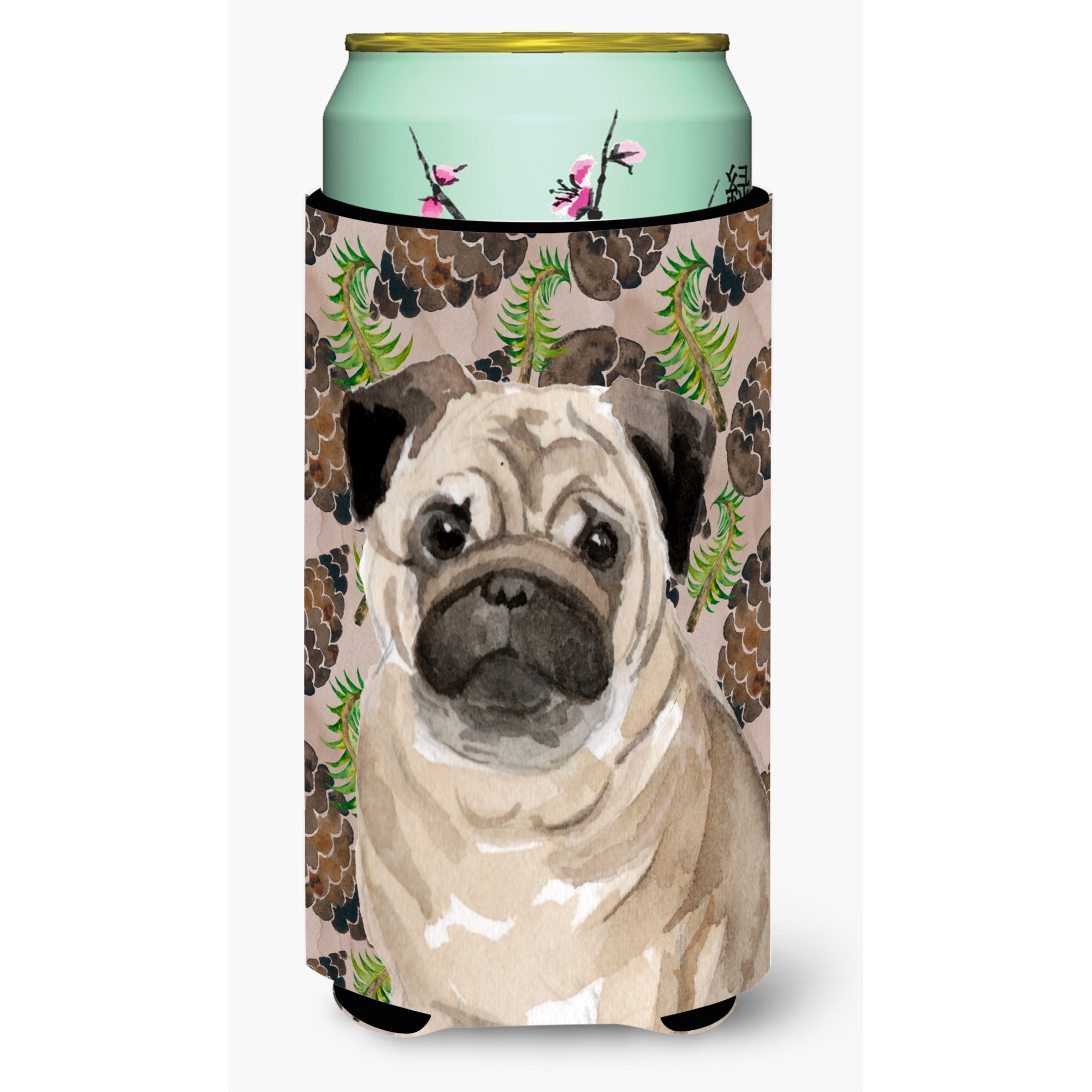 &quotCaroline's Treasures Fawn Pug Pine Cones Decorative Can Hugger, Tall, Multicolor"