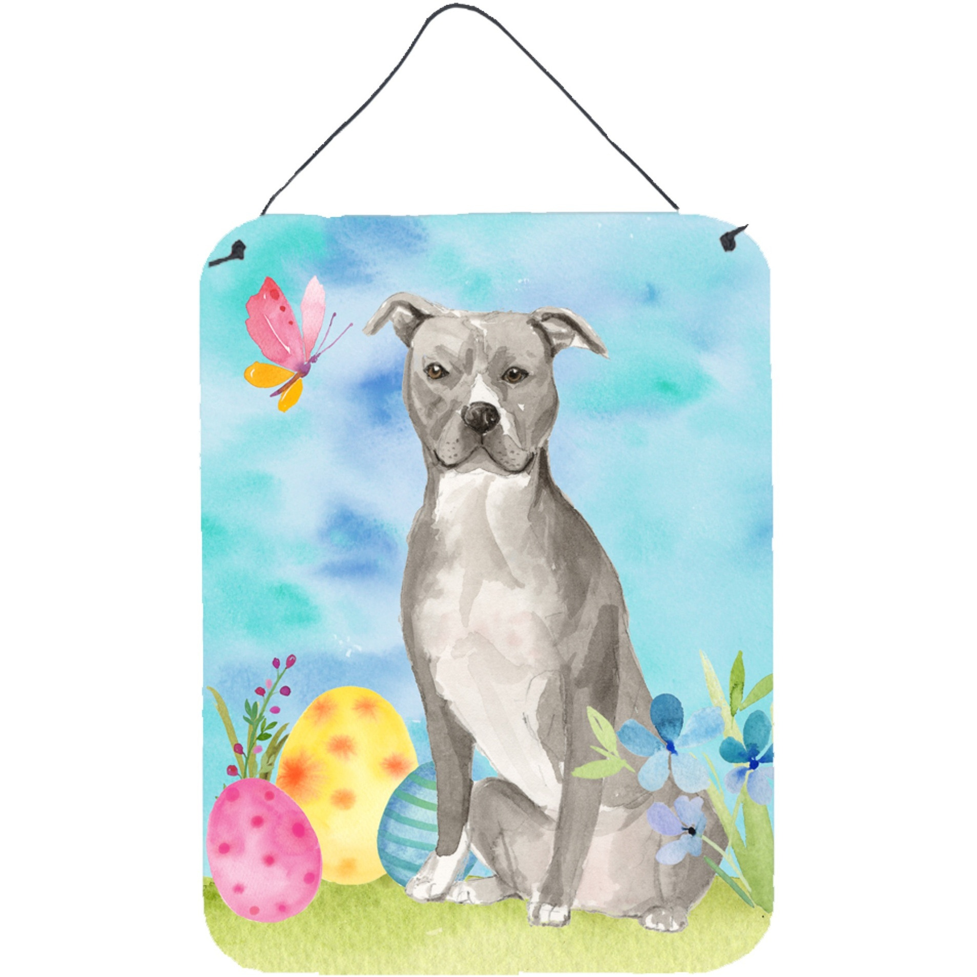 &quotCaroline's Treasures Staffordshire Bull Terrier Easter Metal Print, 16"" x 12"", Multicolor"