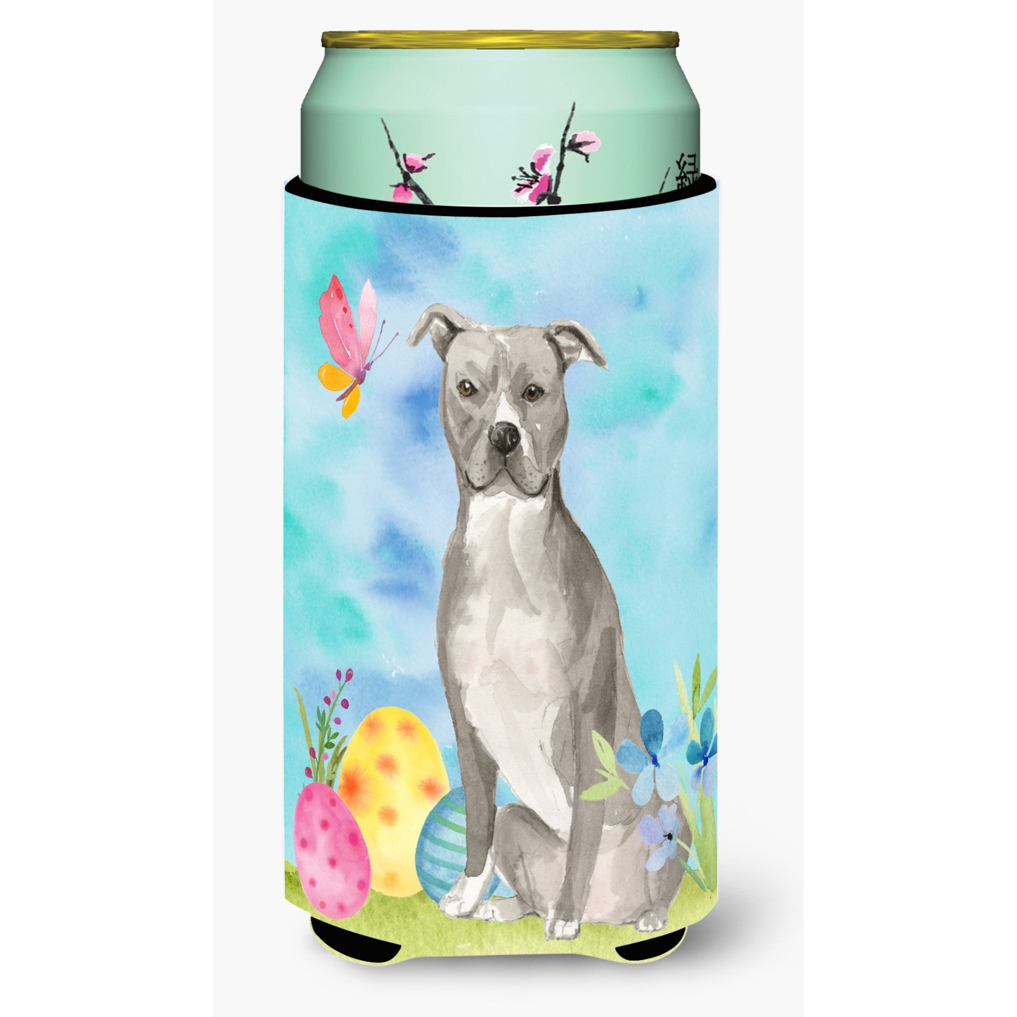 &quotCaroline's Treasures Staffordshire Bull Terrier Easter Decorative Can Hugger, Tall, Multicolor"