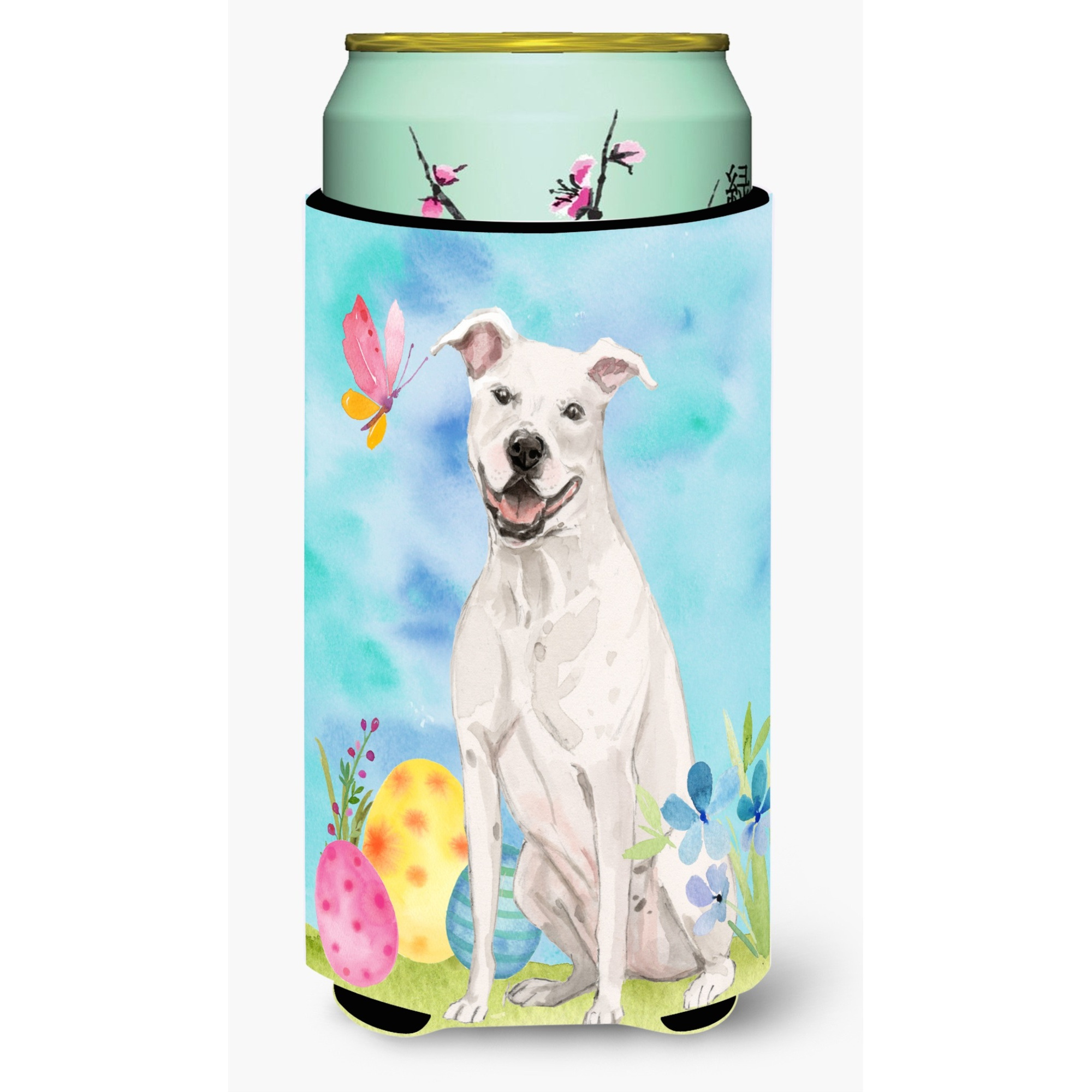 &quotCaroline's Treasures White Staffie Bull Terrier Easter Decorative Can Hugger, Tall, Multicolor"