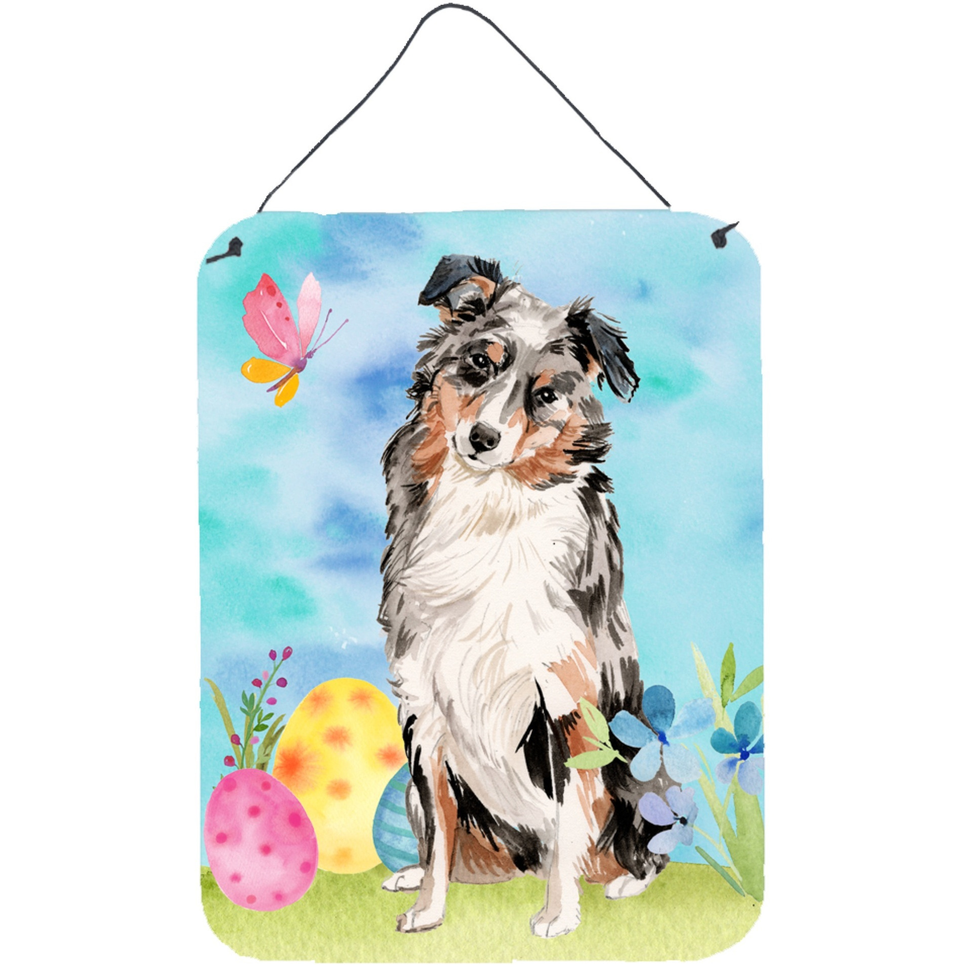 &quotCaroline's Treasures Australian Shepherd Easter Metal Print, 16"" x 12"", Multicolor"