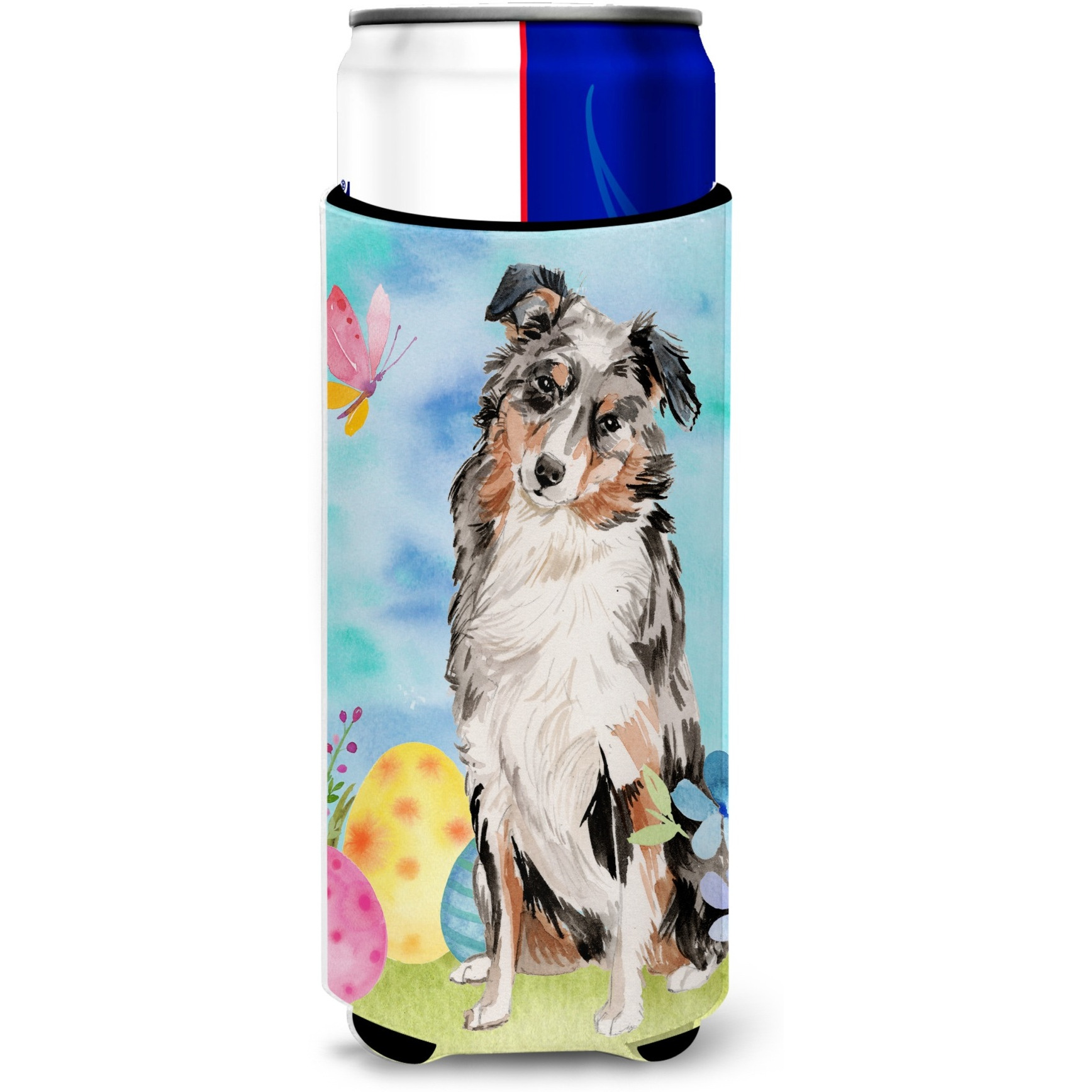 &quotCaroline's Treasures Australian Shepherd Easter Decorative Can Hugger, Slim, Multicolor"