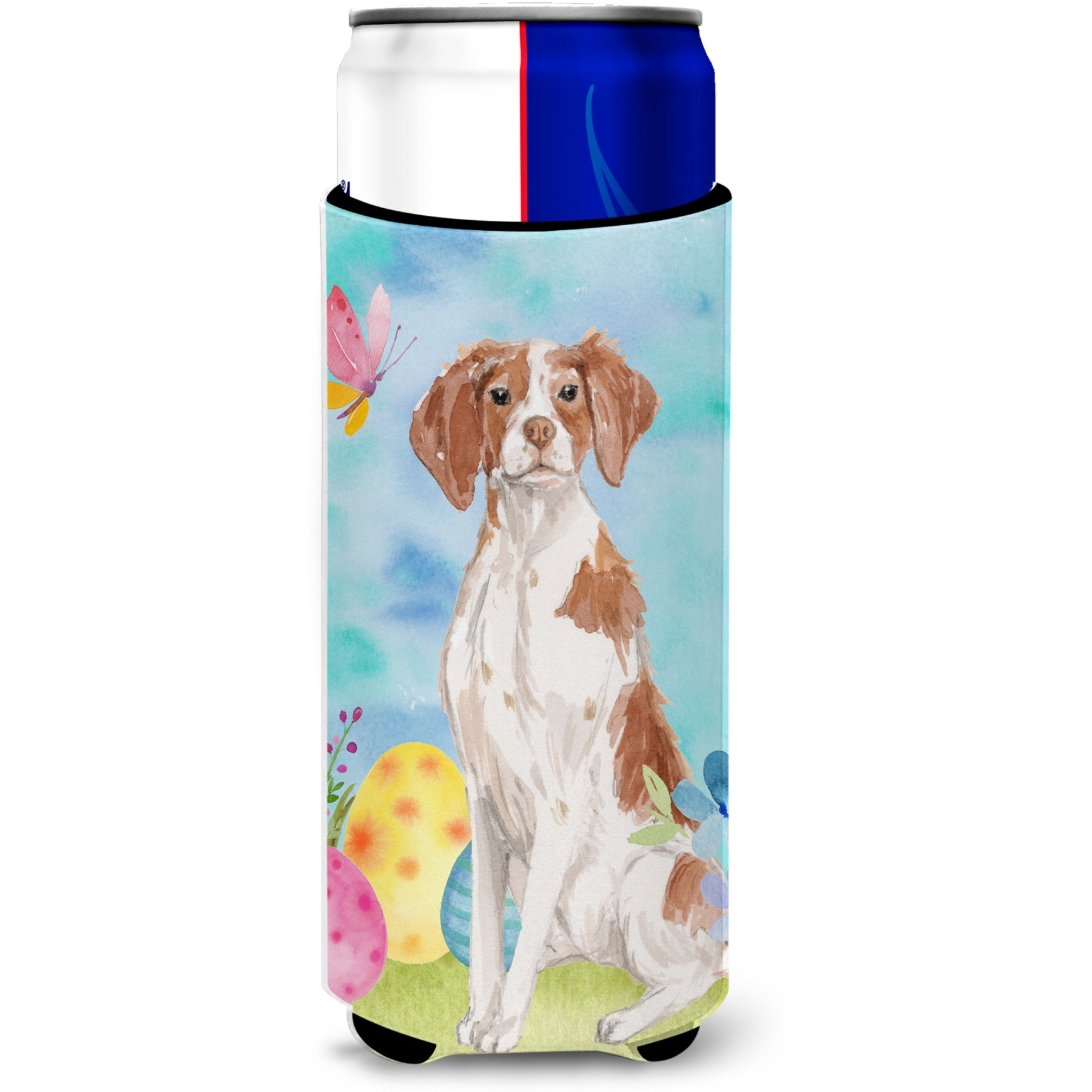 &quotCaroline's Treasures Brittany Spaniel Easter Decorative Can Hugger, Slim, Multicolor"