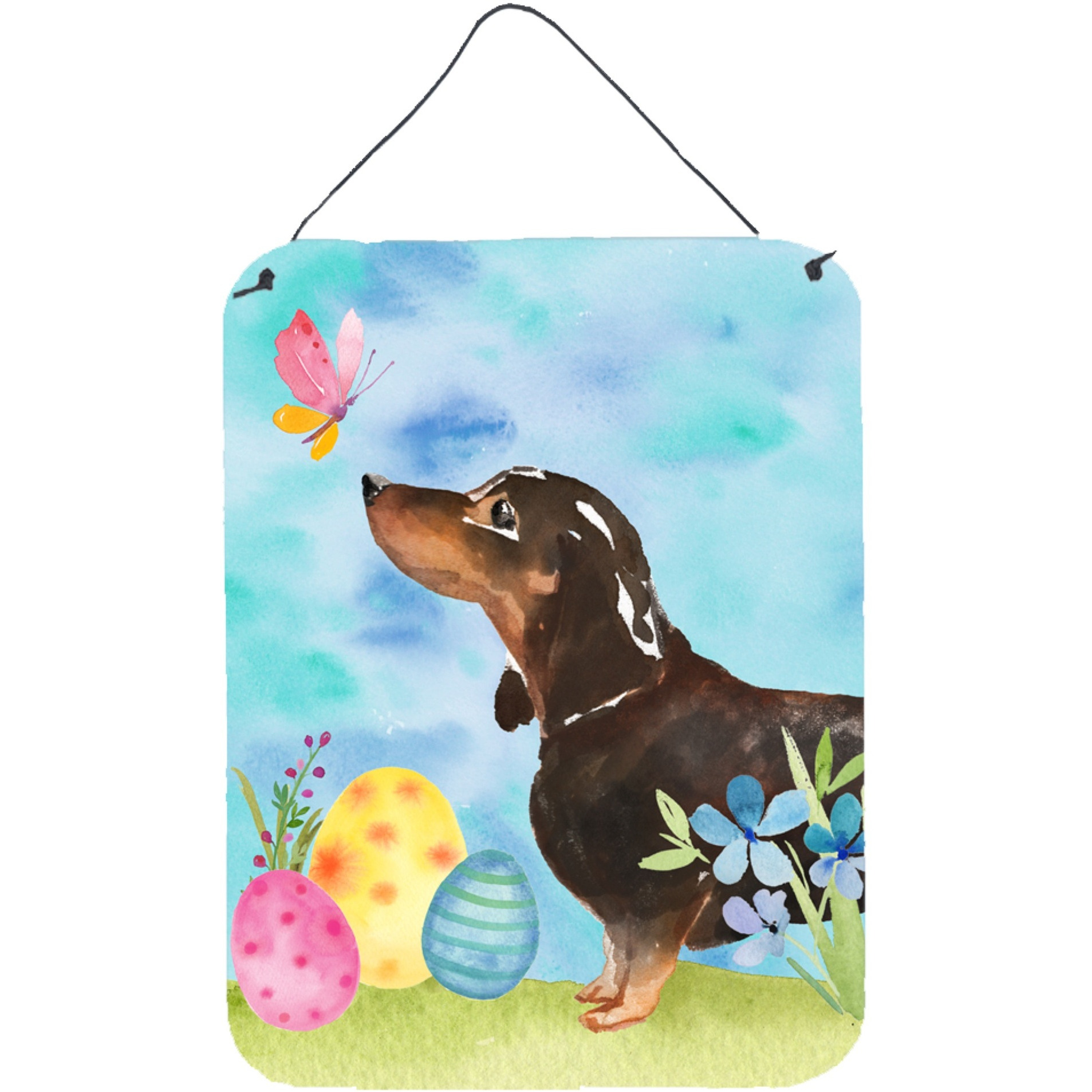 &quotCaroline's Treasures Black and Tan Dachshund Easter Metal Print, 16"" x 12"", Multicolor"