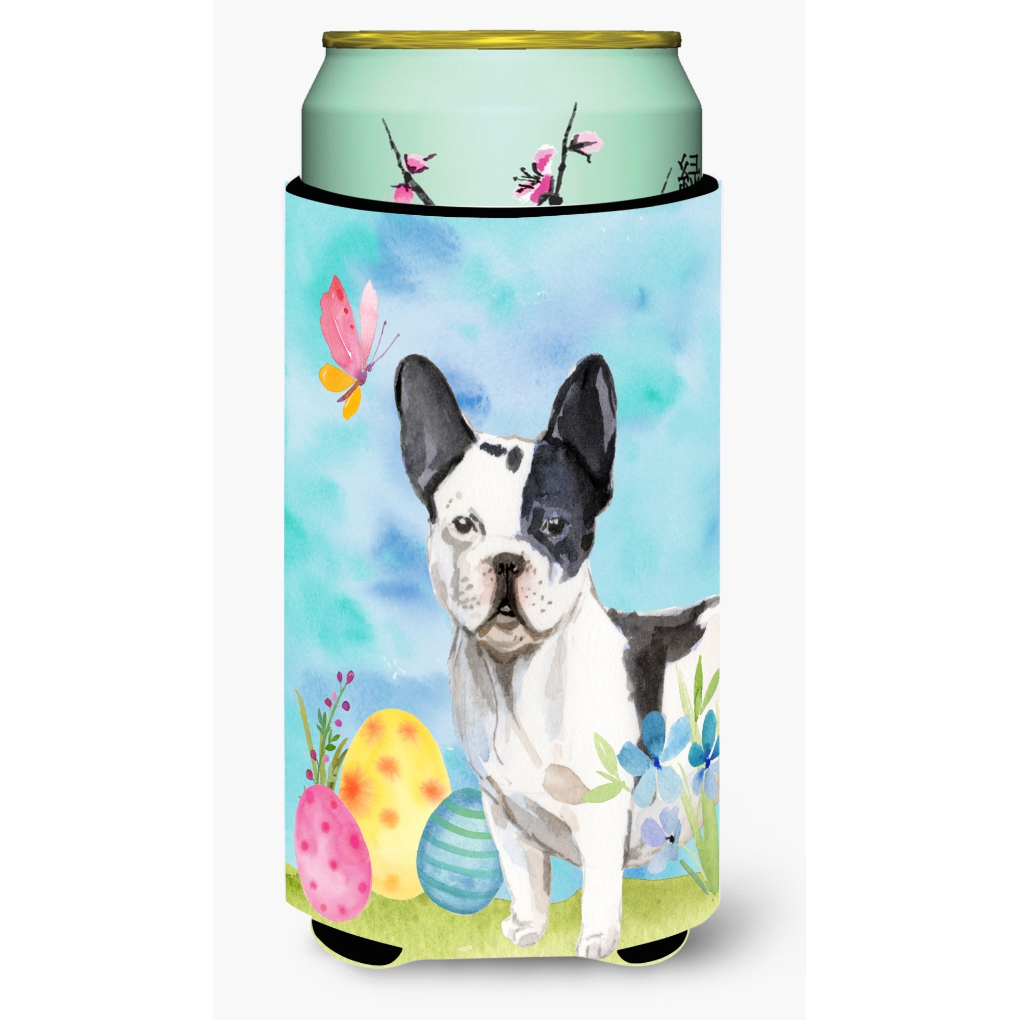 &quotCaroline's Treasures Black White French Bulldog Easter Decorative Can Hugger, Tall, Multicolor"