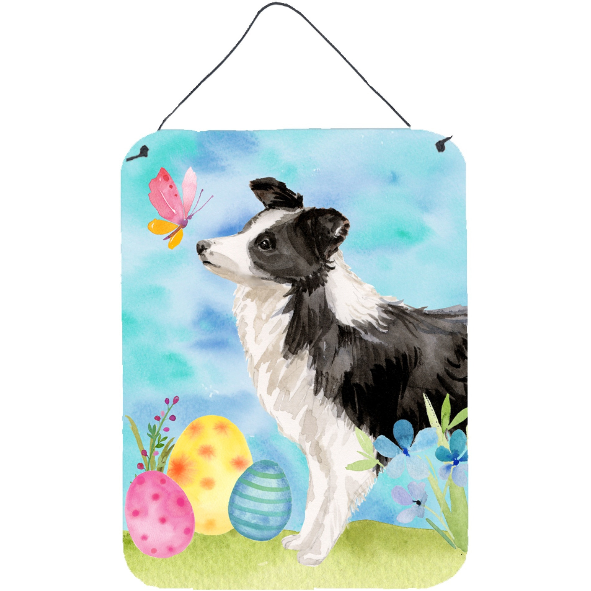 &quotCaroline's Treasures Border Collie Easter Metal Print, 16"" x 12"", Multicolor"