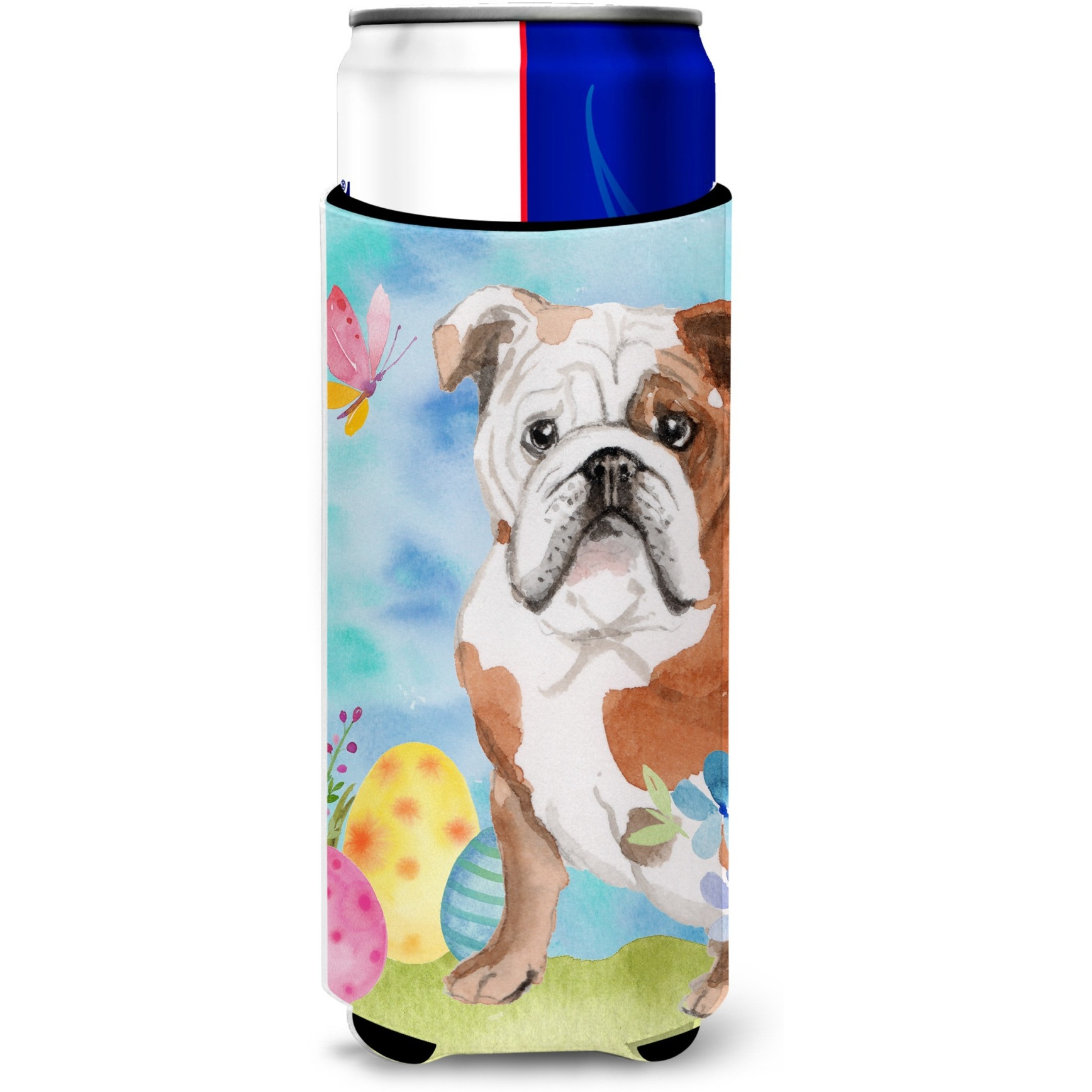 &quotCaroline's Treasures English Bulldog Easter Decorative Can Hugger, Slim, Multicolor"