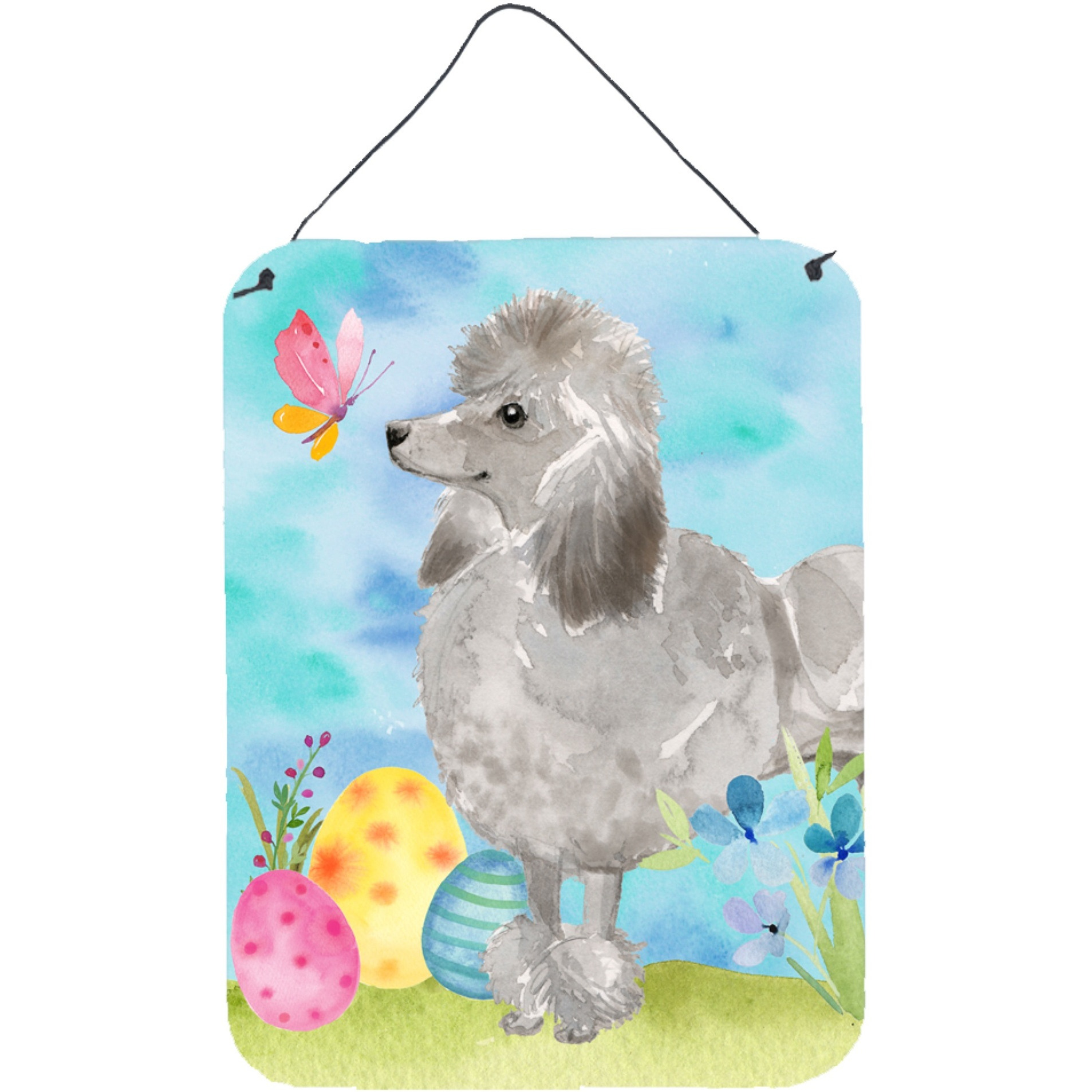 &quotCaroline's Treasures Grey Standard Poodle Easter Metal Print, 16"" x 12"", Multicolor"