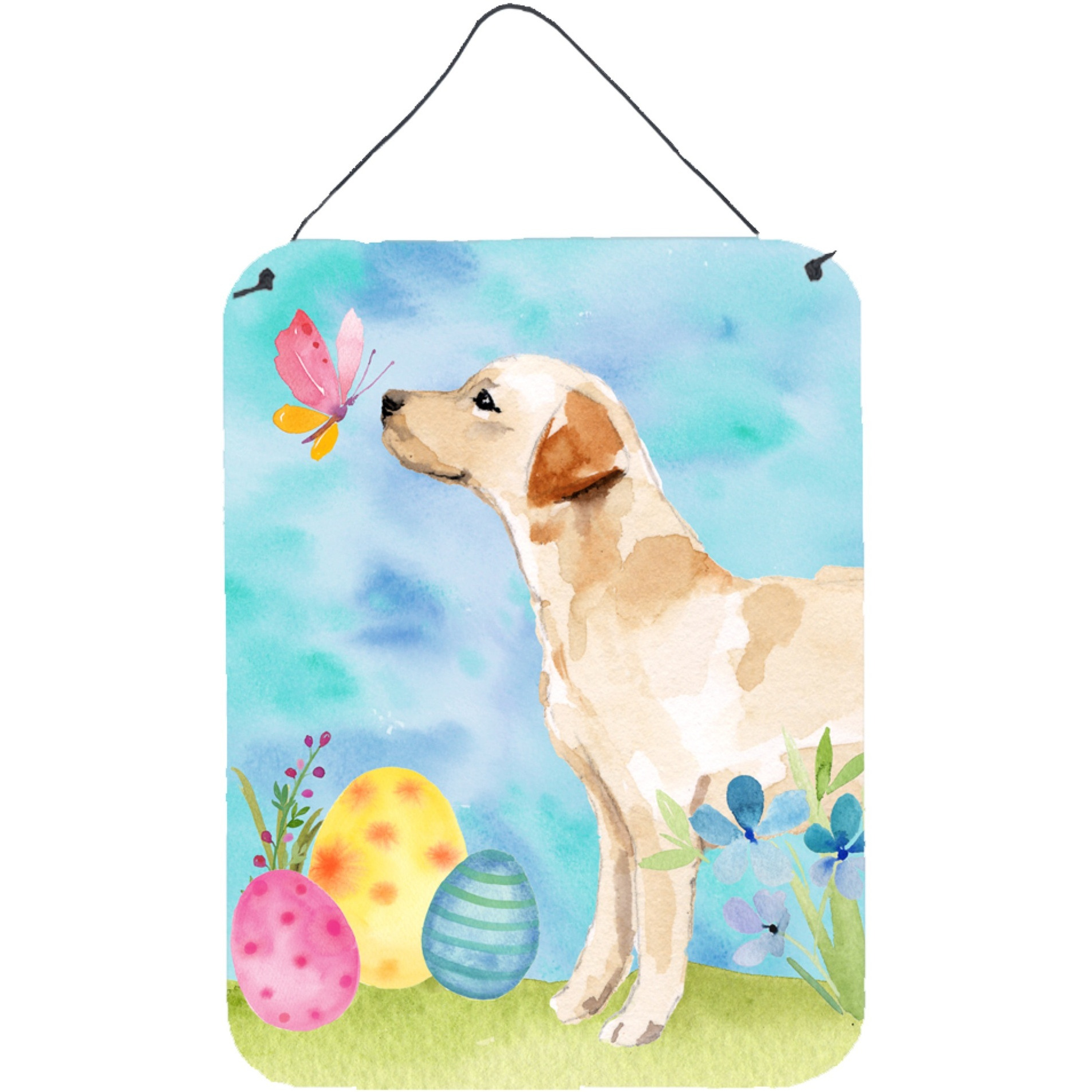 &quotCaroline's Treasures Yellow Labrador 2 Easter Metal Print, 16"" x 12"", Multicolor"