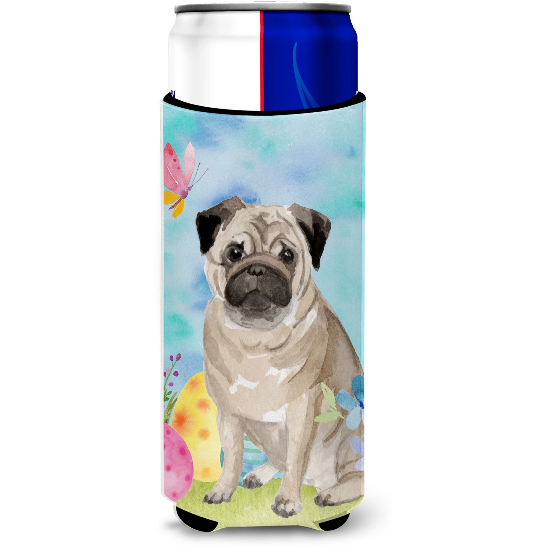 &quotCaroline's Treasures Fawn Pug Easter Decorative Can Hugger, Slim, Multicolor"