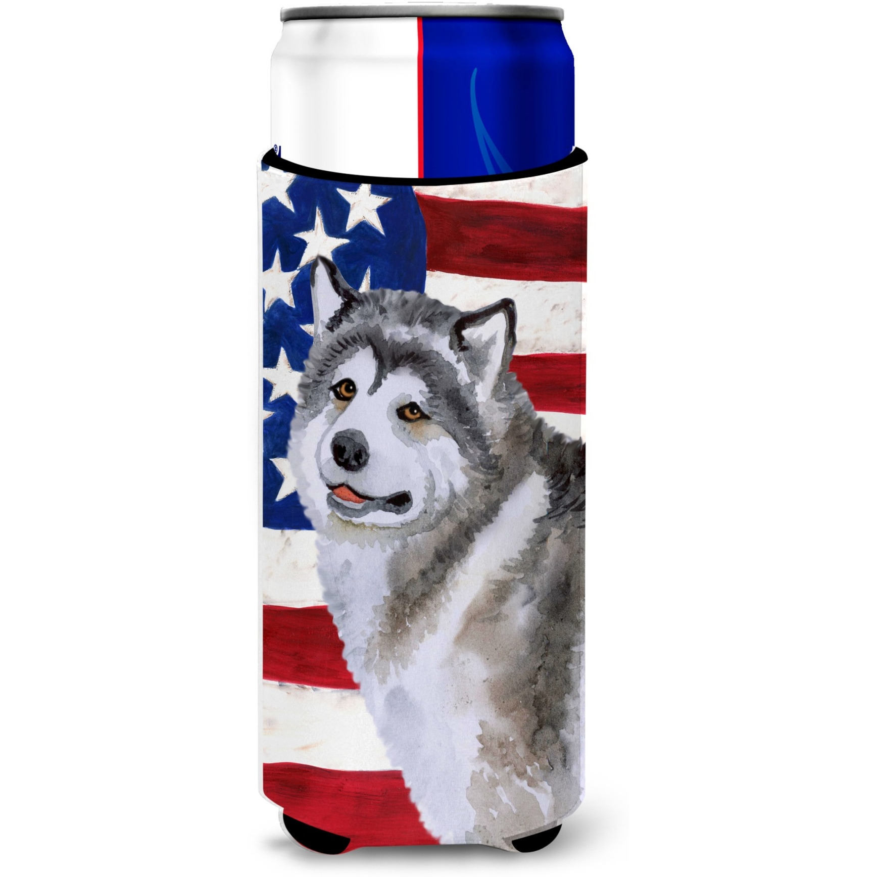 &quotCaroline's Treasures Alaskan Malamute Patriotic Decorative Can Hugger, Slim, Multicolor"